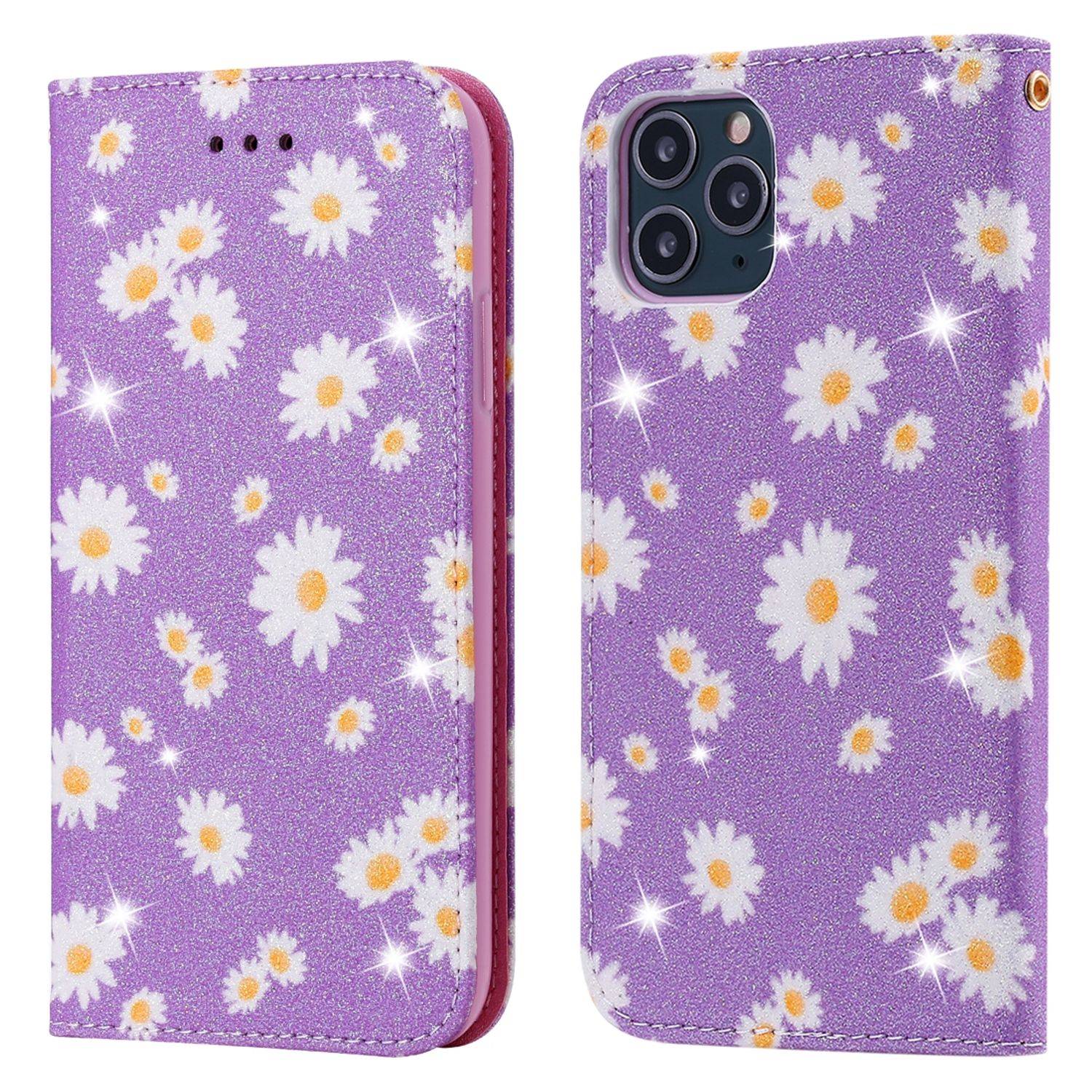 Apple iPhone 11 Pro Max Handyhülle Schutzcase Blumen Bookcover Violett
