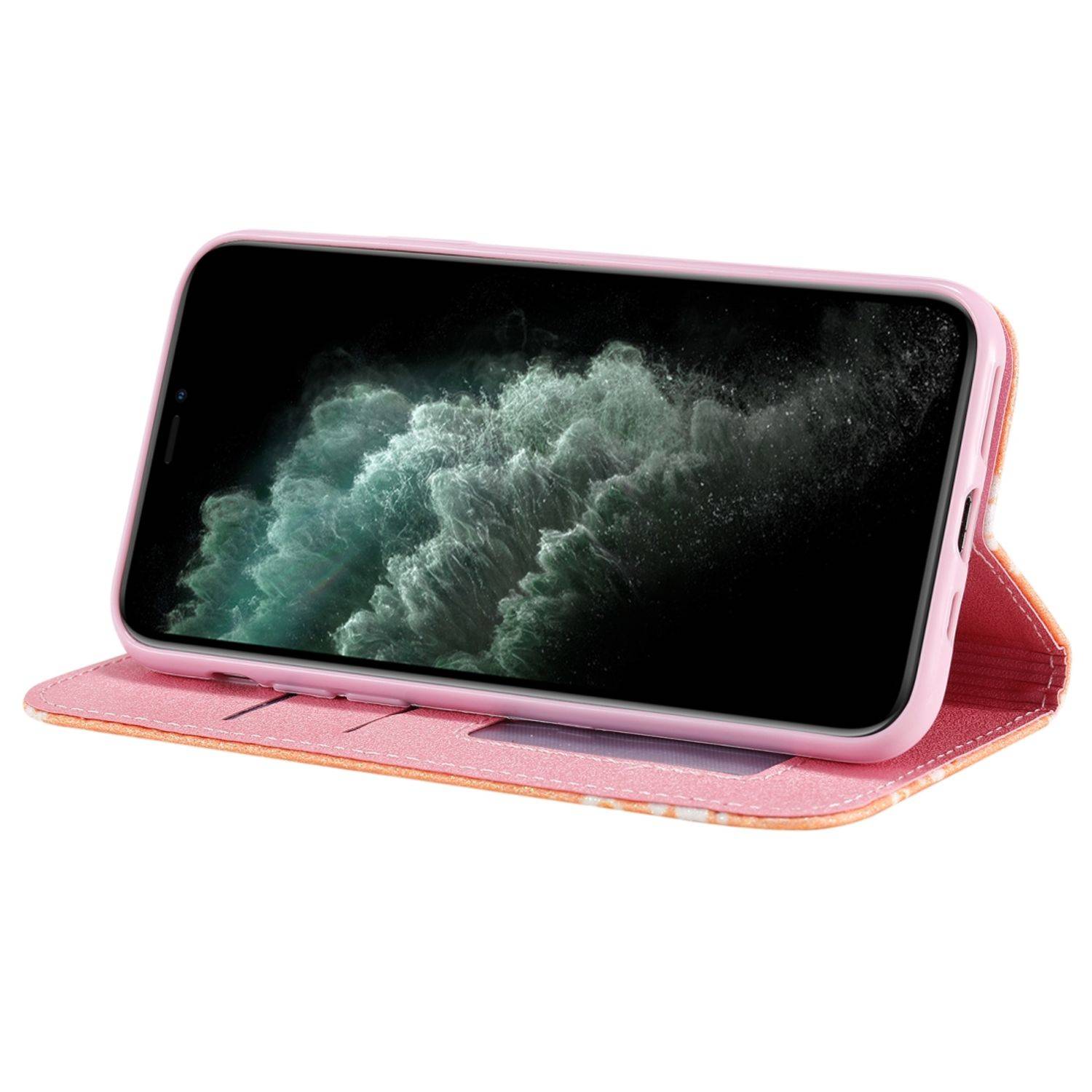 Apple iPhone 11 Handyhülle Schutzcase Blumen Bookcover Orange