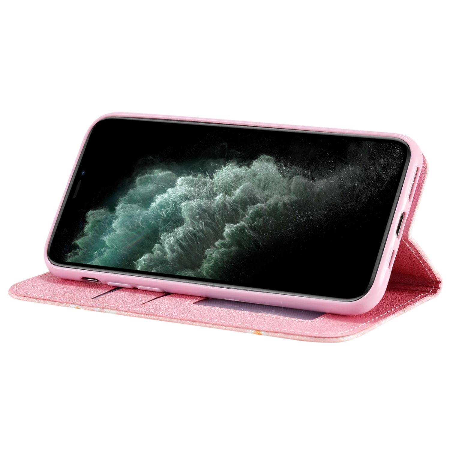 Apple iPhone 11 Handyhülle Schutzcase Blumen Bookcover Rosa