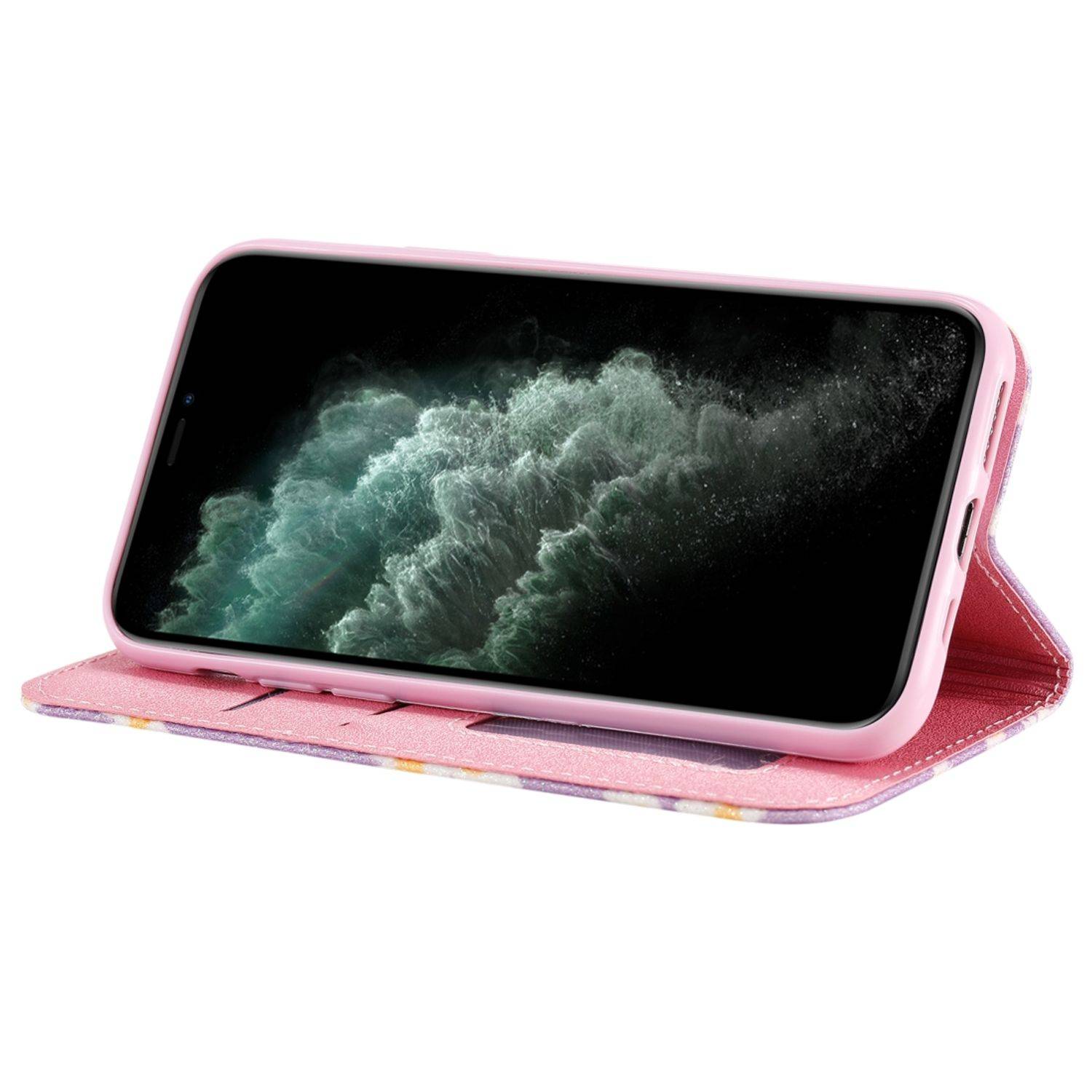 Apple iPhone 11 Handyhülle Schutzcase Blumen Bookcover Violett