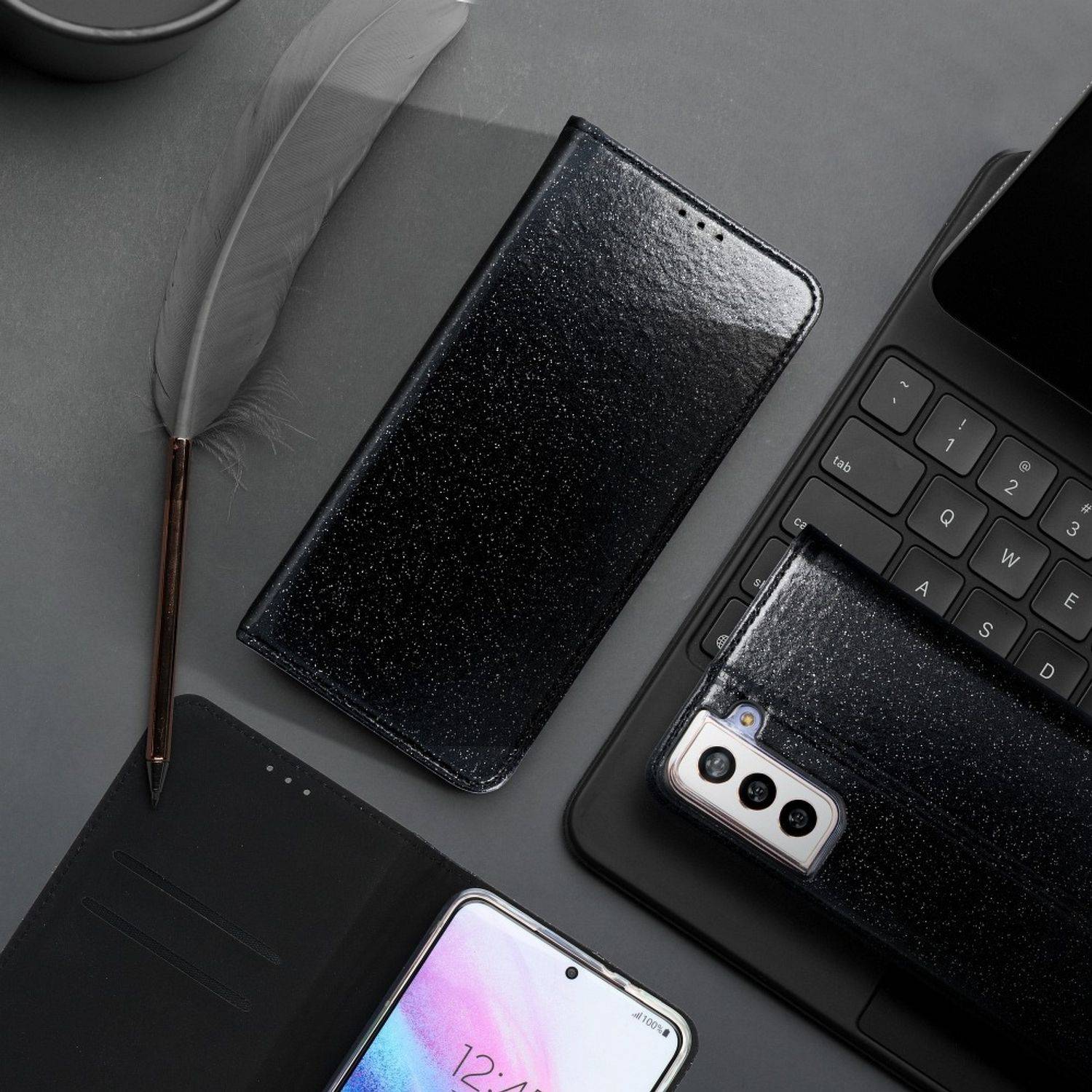 Hülle kompatibel mit Huawei Y5p Kunstleder Handyhülle - Handy Case Schwarz