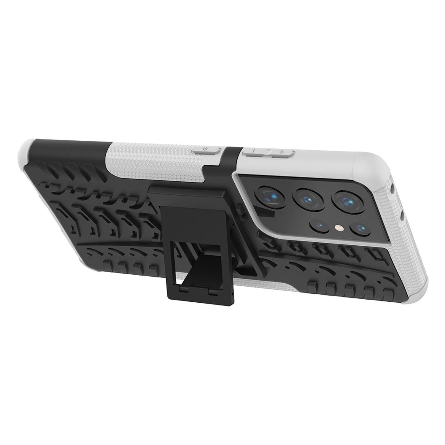 Samsung Galaxy S21 Ultra Handyhülle Outdoor Case Bookcover Weiß