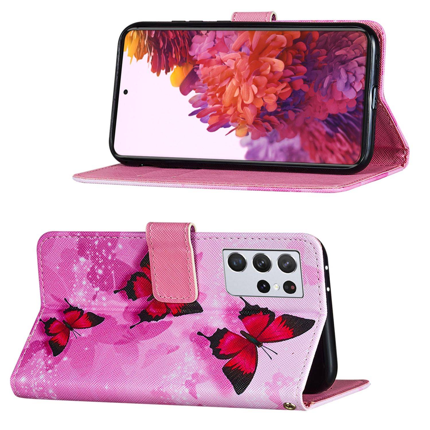 Samsung Galaxy S21 Ultra Handyhülle Bookcover Rosa