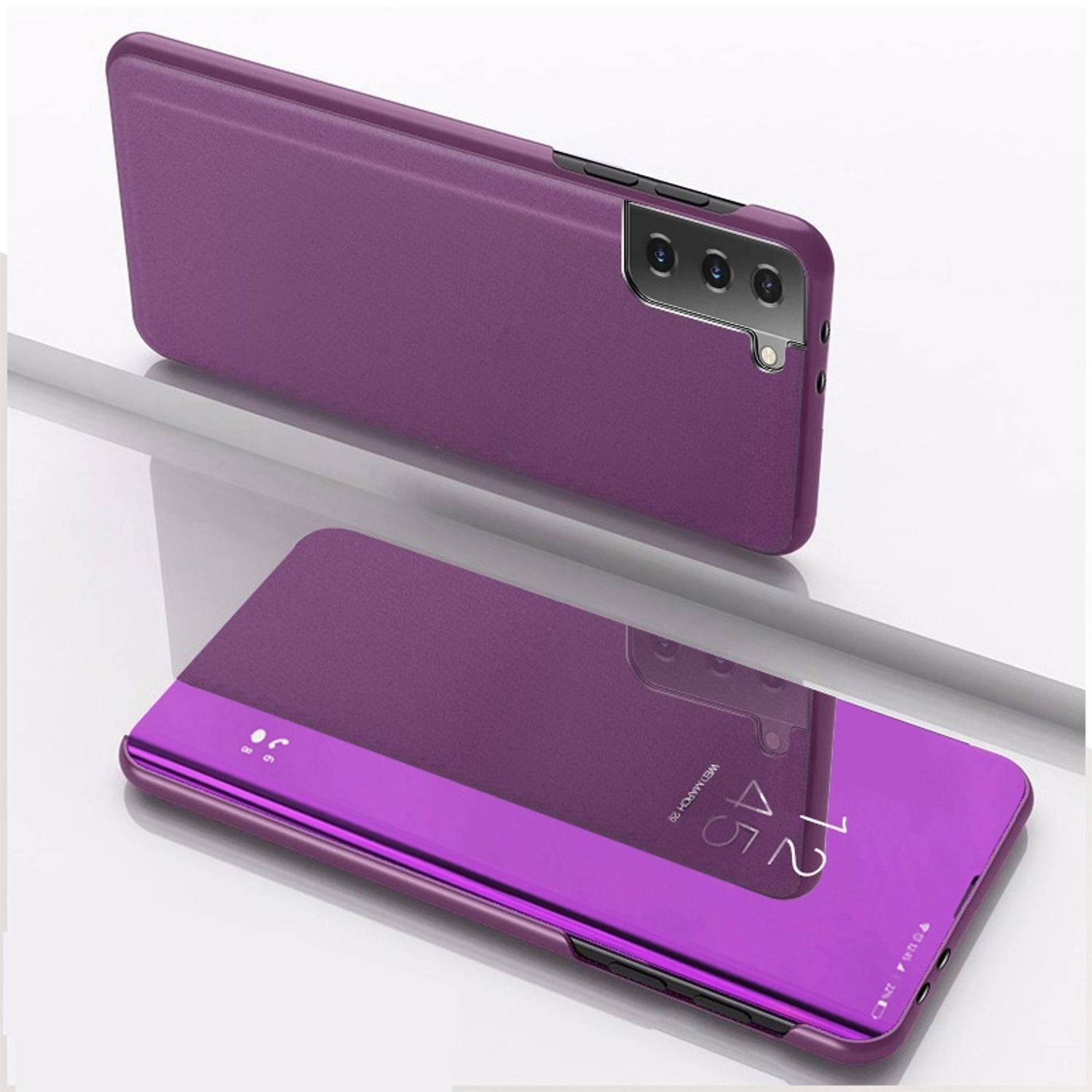 Samsung Galaxy S21 Handyhülle Schutzcase Spiegel Cover Bookcover Violett