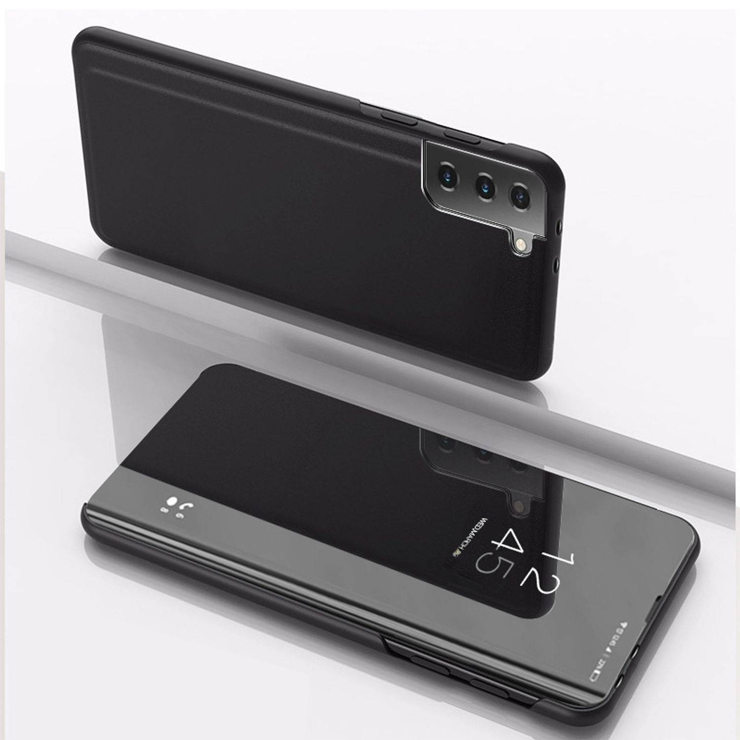Samsung Galaxy S21 Plus Handyhülle Schutzcase Spiegel Cover Bookcover Schwarz