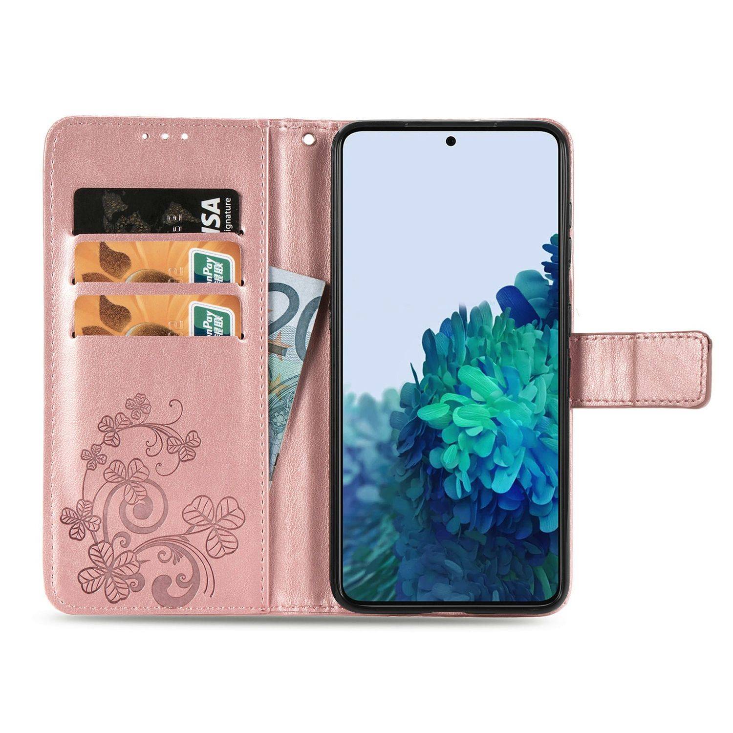 Hülle kompatibel mit Samsung Galaxy S21 Plus Kunstleder Handyhülle - Handy Case Rosa