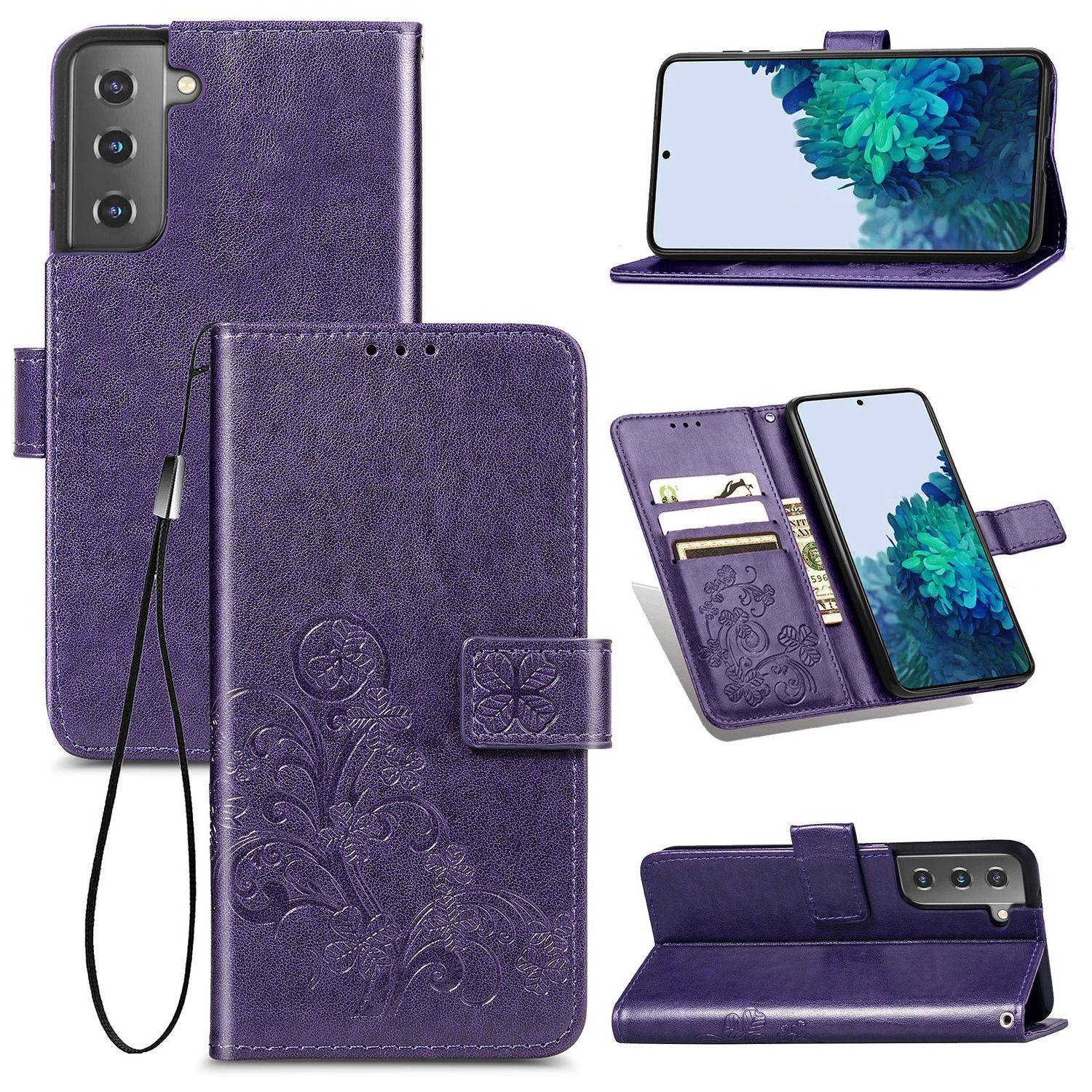 Hülle kompatibel mit Samsung Galaxy S21 Kunstleder Handyhülle - Handy Case Violett