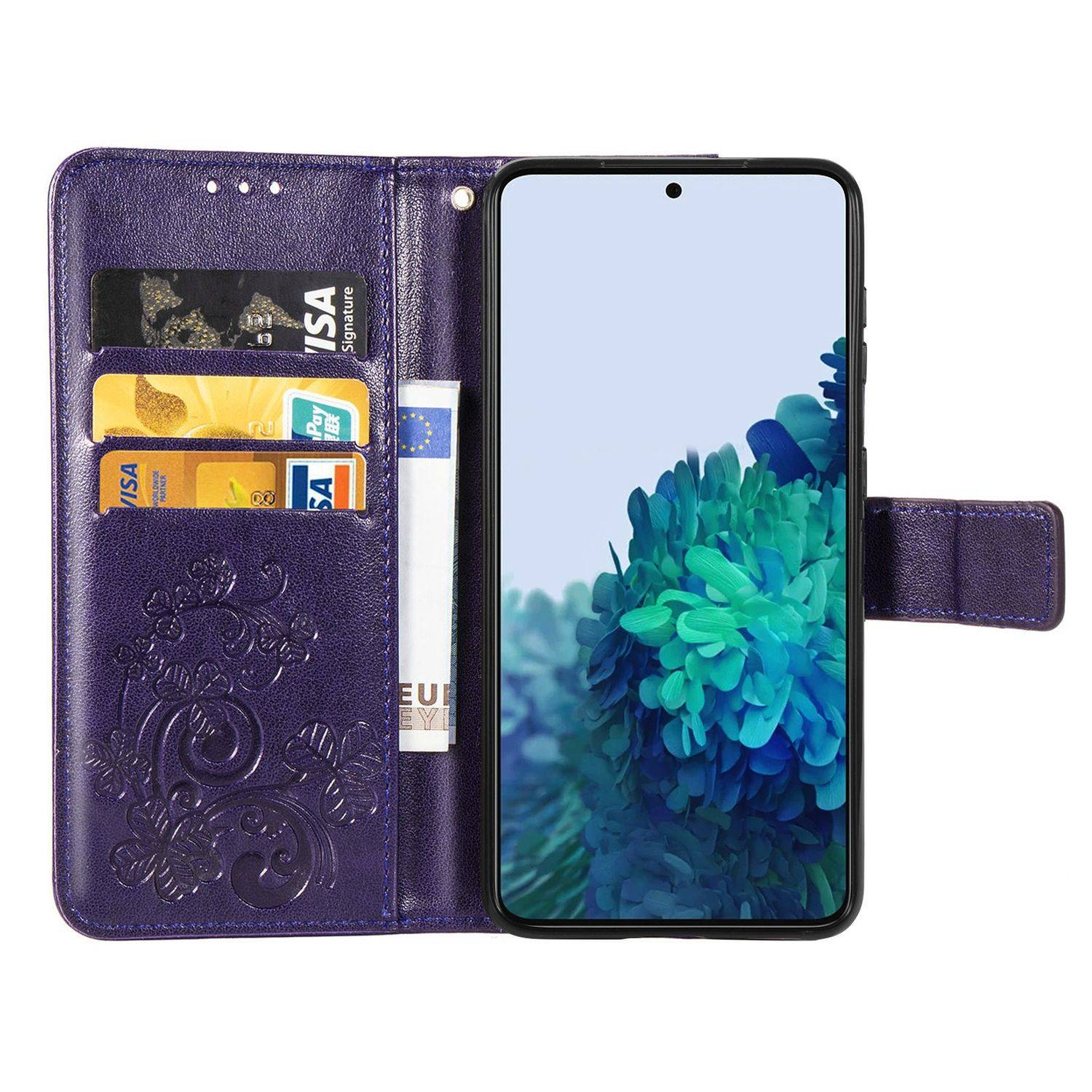 Hülle kompatibel mit Samsung Galaxy S21 Kunstleder Handyhülle - Handy Case Violett