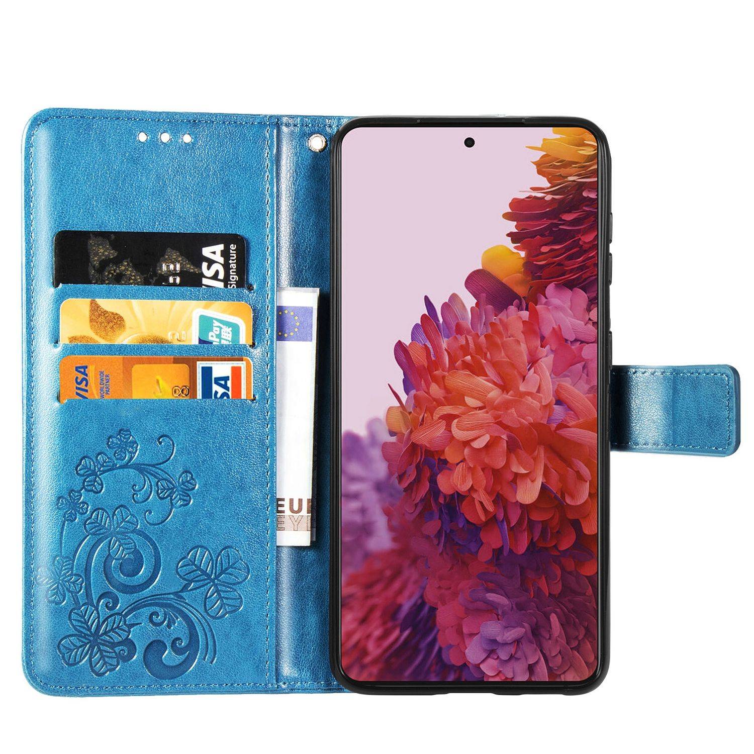 Hülle kompatibel mit Samsung Galaxy S21 Ultra Kunstleder Handyhülle - Handy Case Blau