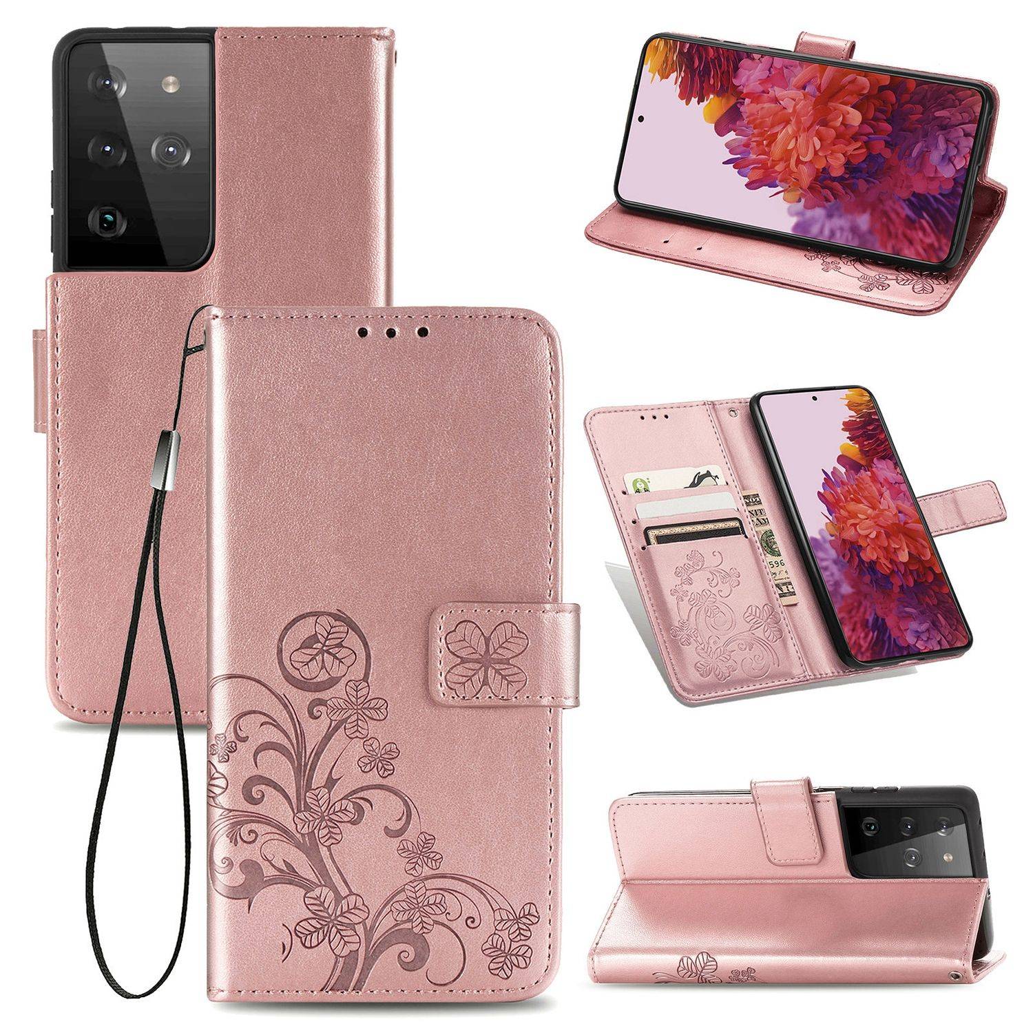 Samsung Galaxy S21 Ultra Handyhülle Bookcover Rosa