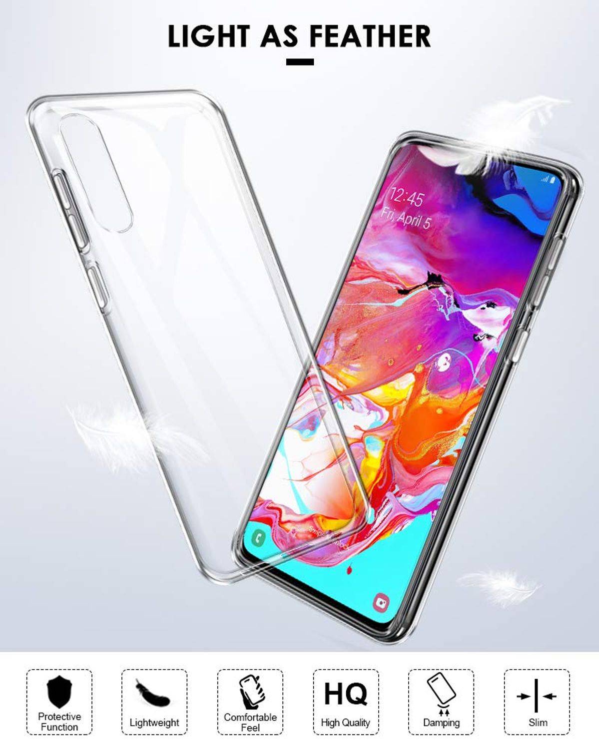 Samsung Galaxy A70 Handyhülle Ultra Dünn Bumper Backcover Transparent