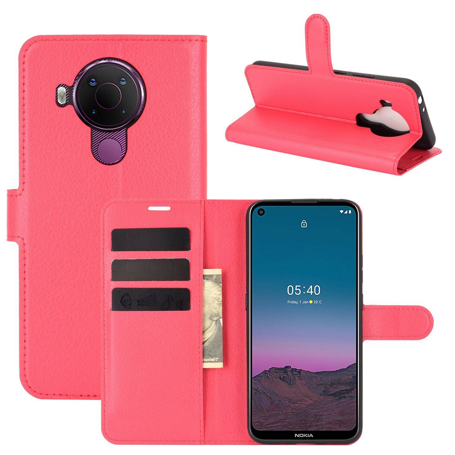 Nokia 5.4 Handyhülle Bookcover Rot