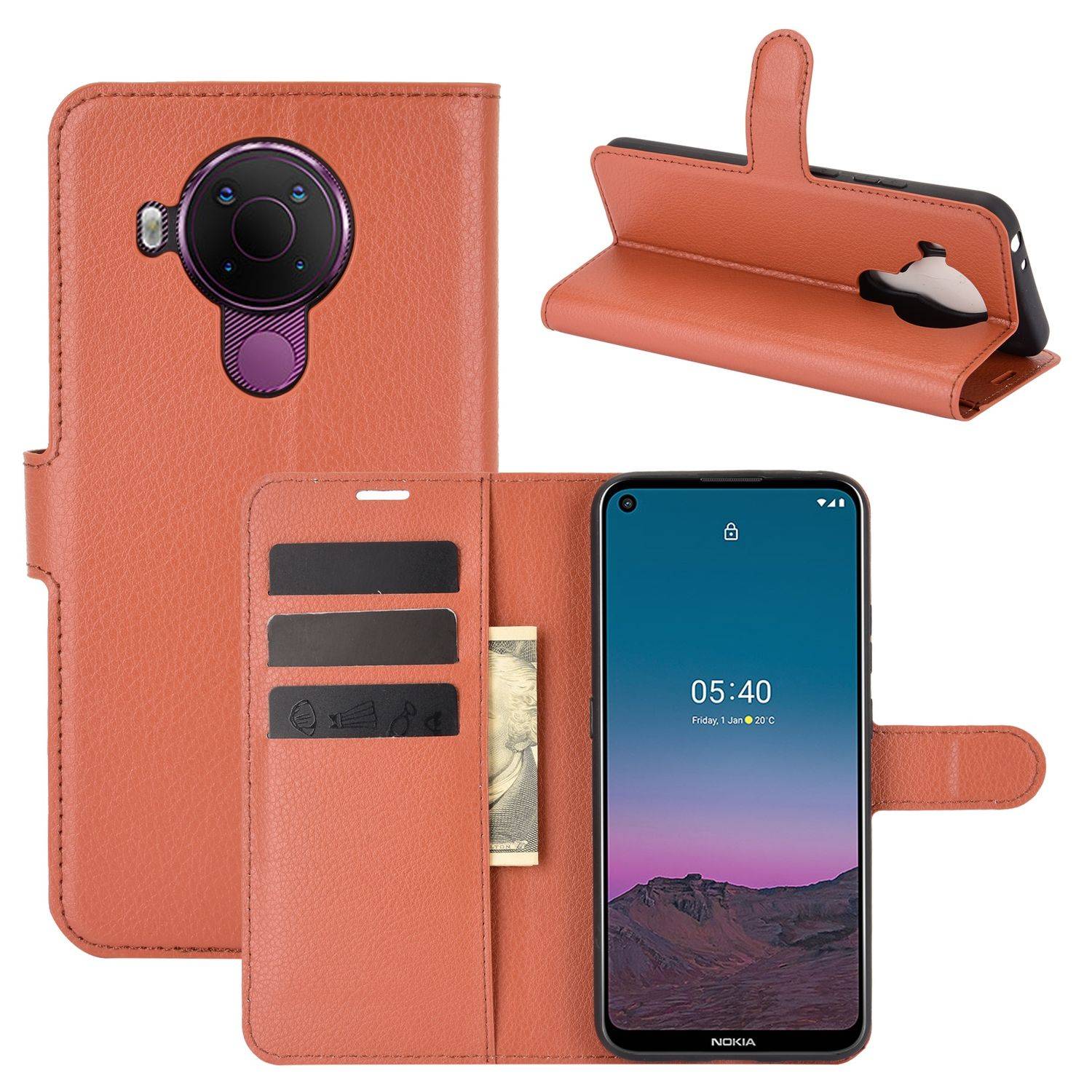 Nokia 5.4 Handyhülle Bookcover Braun