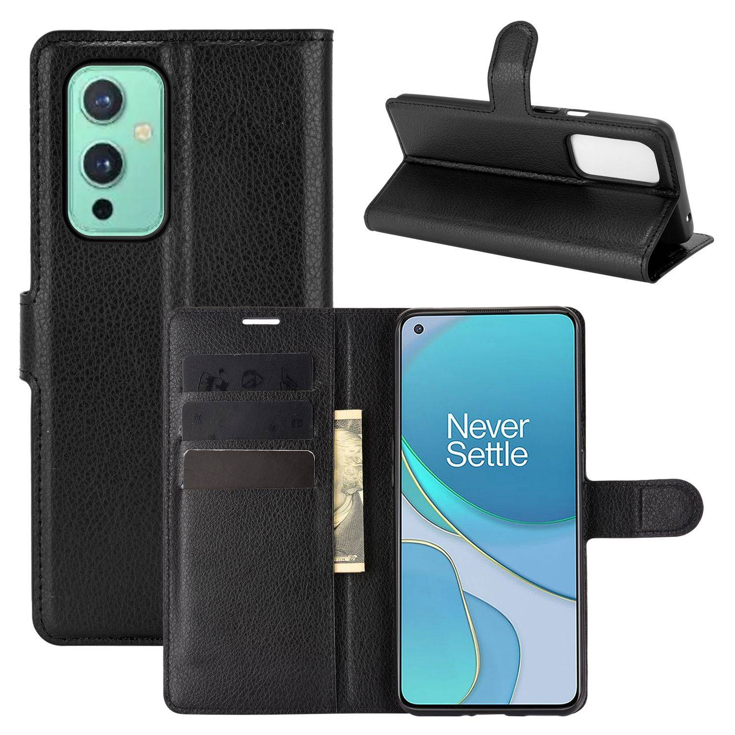 OnePlus 9 Handyhülle Bookcover Schwarz