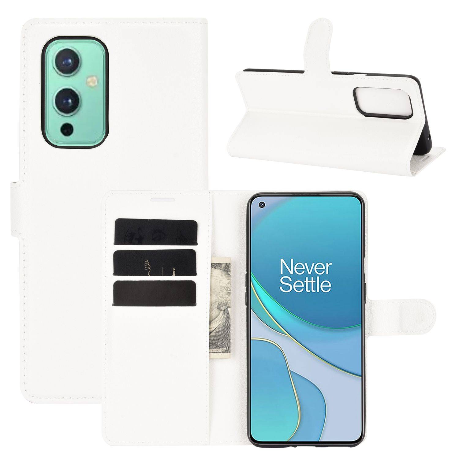 OnePlus 9 Handyhülle Bookcover Weiß