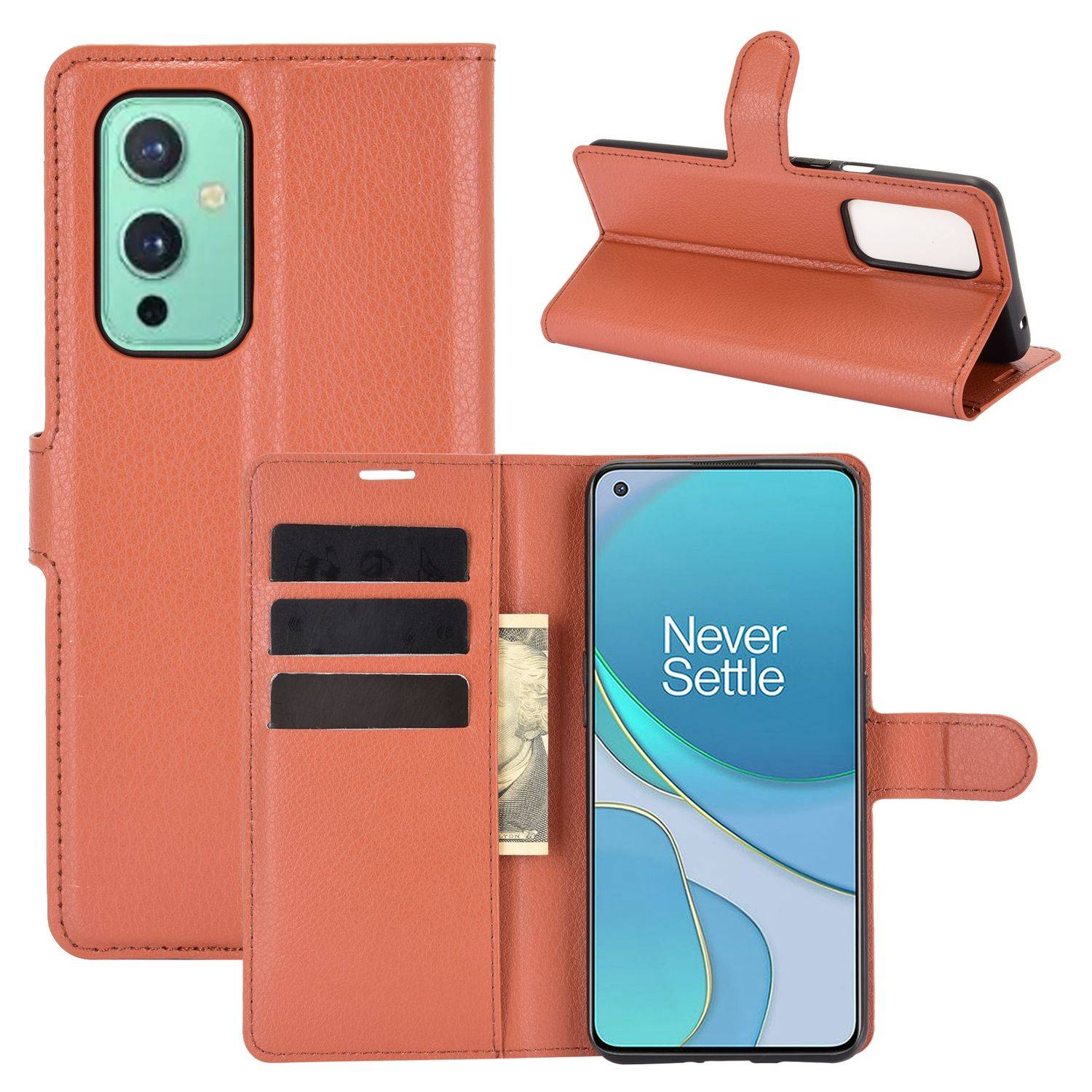 OnePlus 9 Handyhülle Bookcover Braun