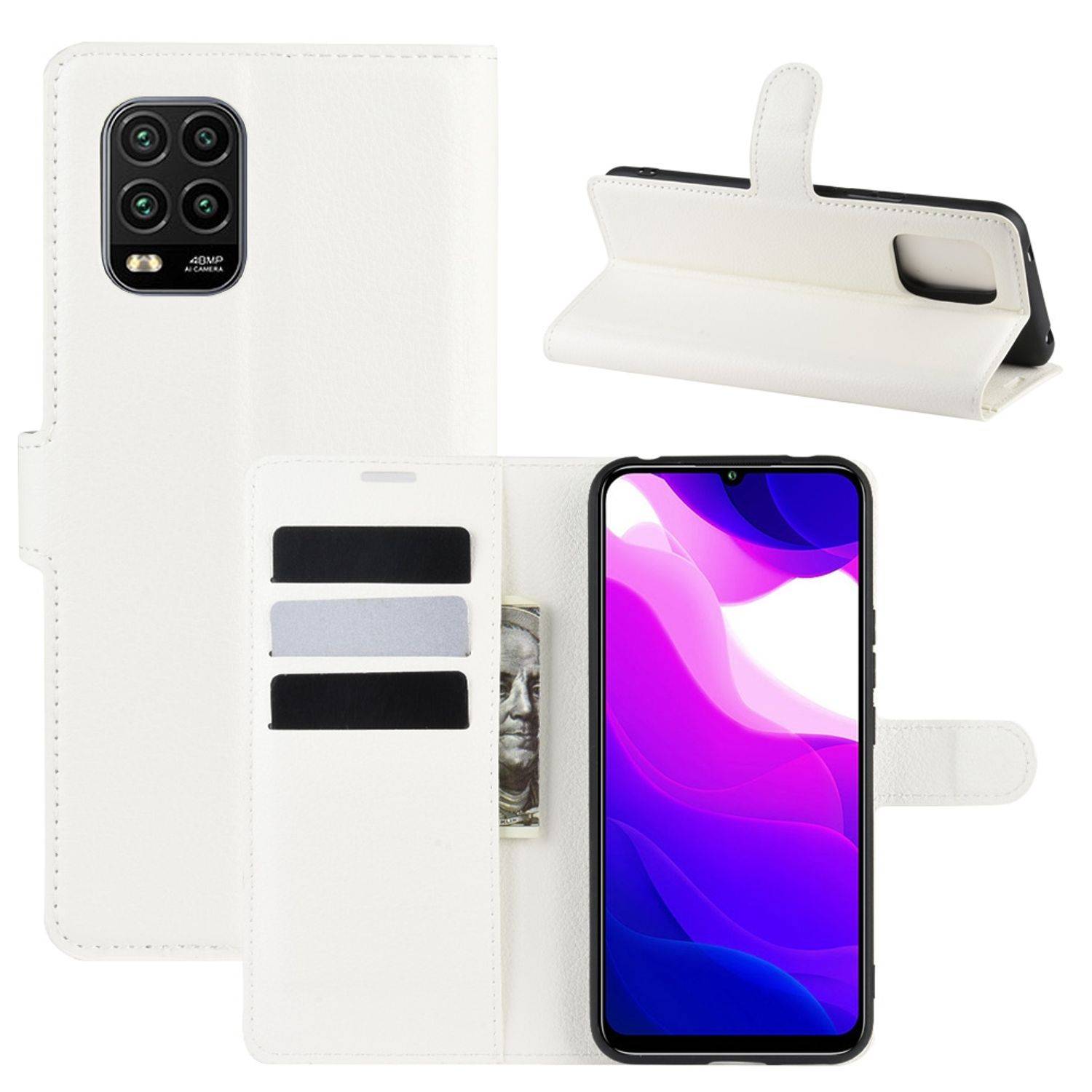 Xiaomi Mi 10 Lite 5G Handyhülle Bookcover Weiß