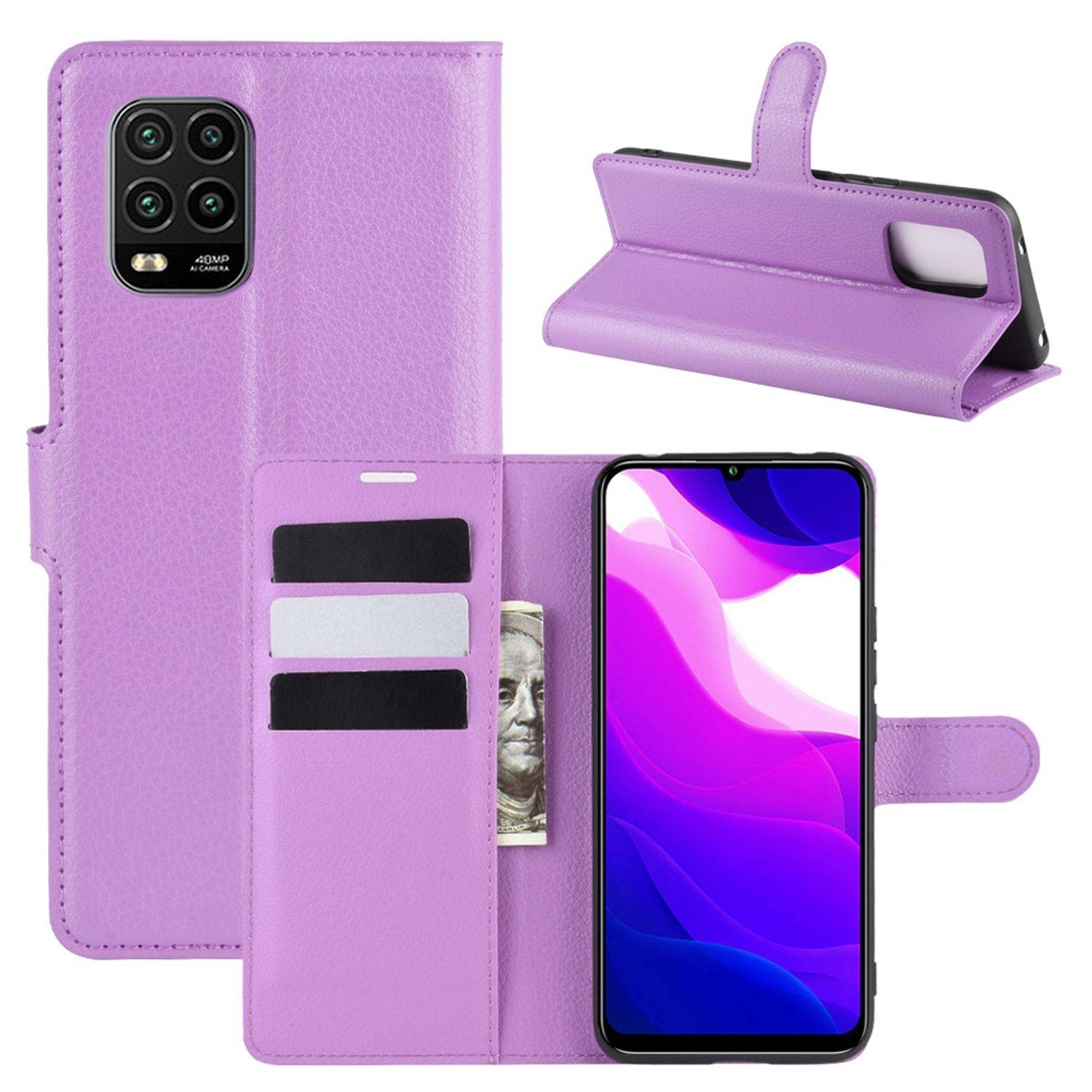 Xiaomi Mi 10 Lite 5G Handyhülle Bookcover Violett