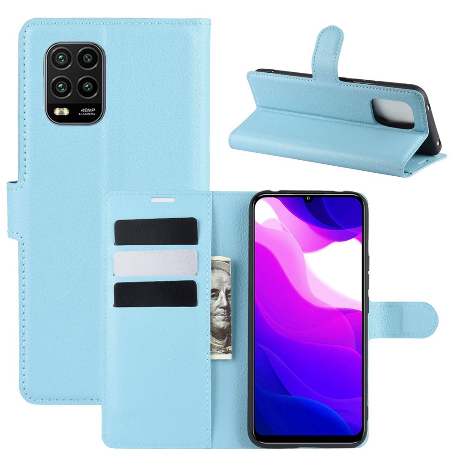 Xiaomi Mi 10 Lite 5G Handyhülle Bookcover Blau