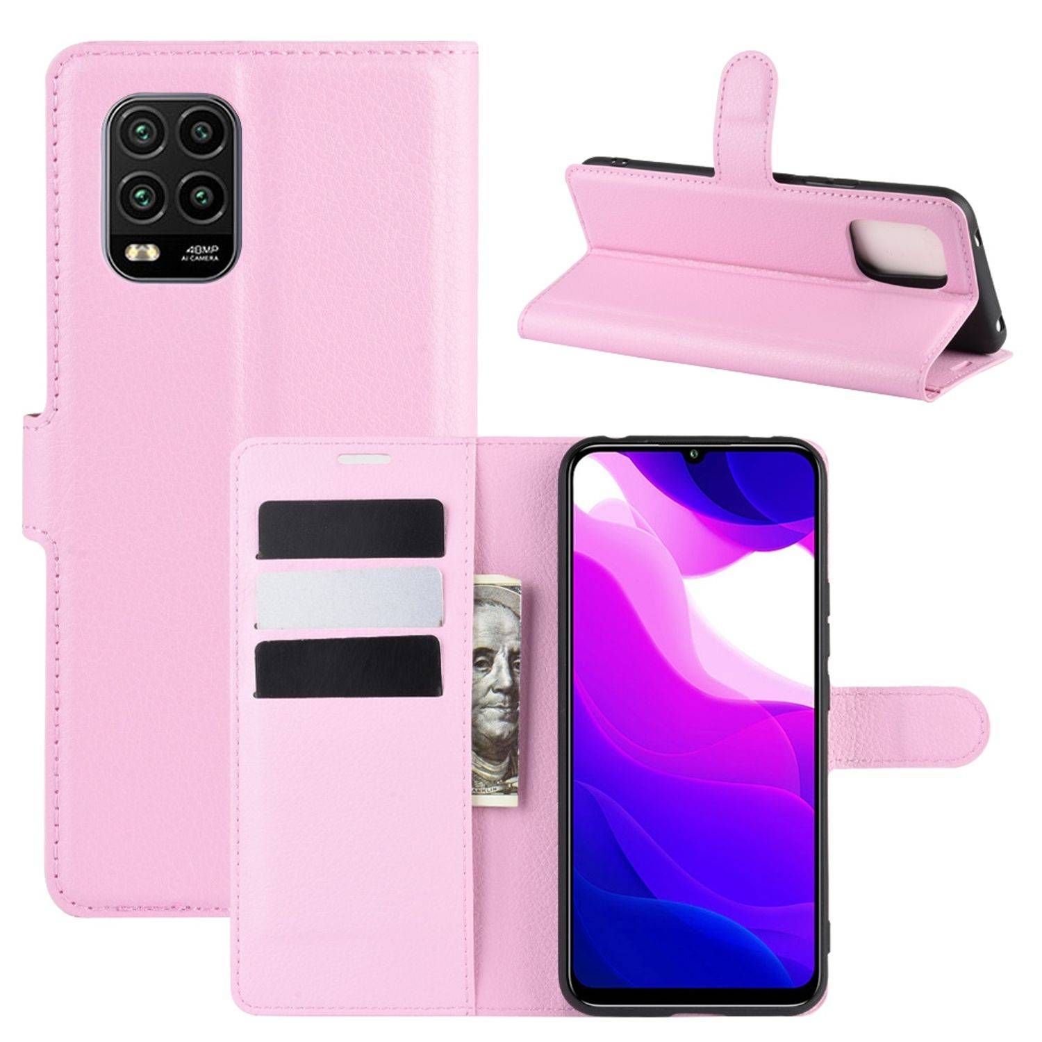 Xiaomi Mi 10 Lite 5G Handyhülle Bookcover Rosa