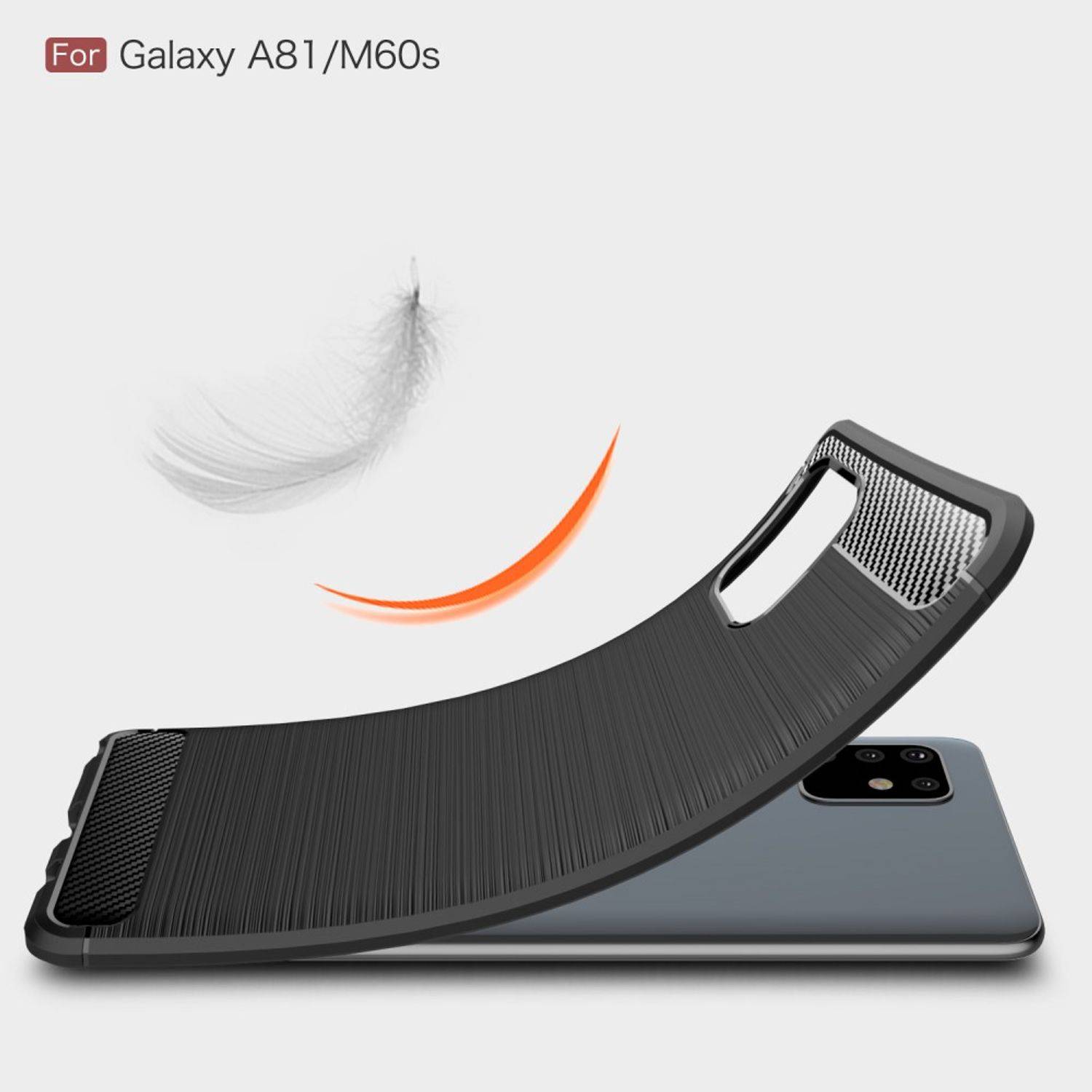 Samsung Galaxy A81 Handyhülle Carbon Optik Backcover Schwarz