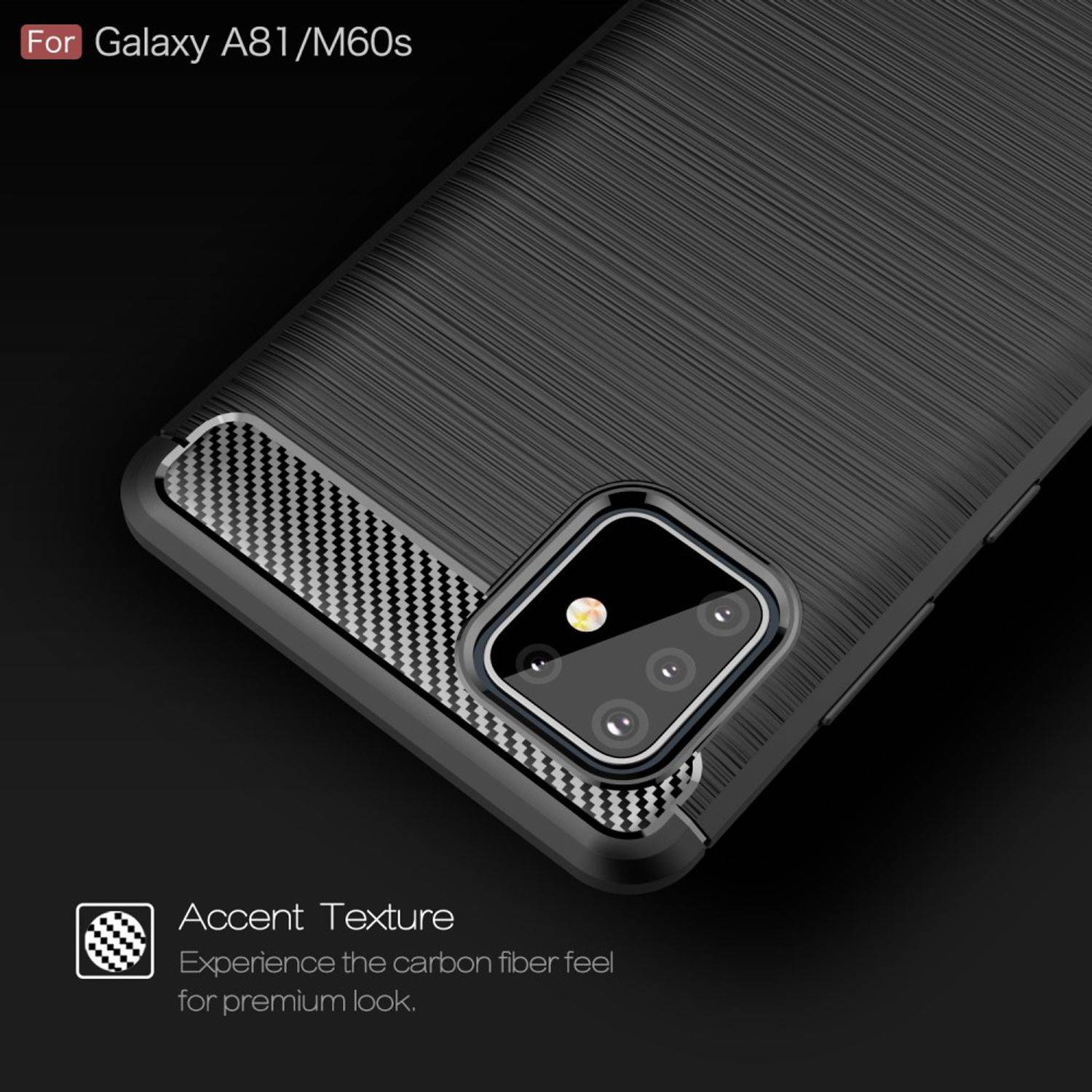 Samsung Galaxy A81 Handyhülle Carbon Optik Backcover Schwarz