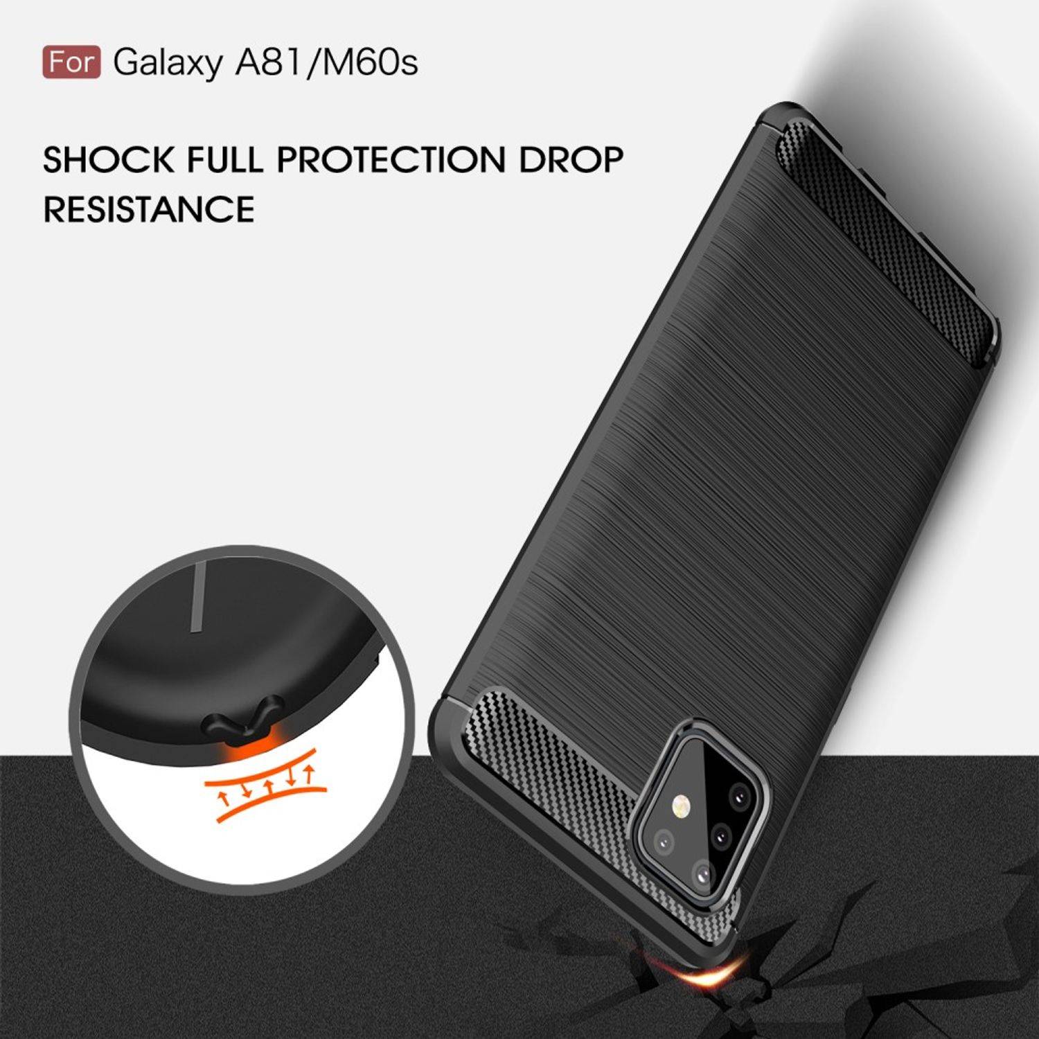 Samsung Galaxy A81 Handyhülle Carbon Optik Backcover Blau