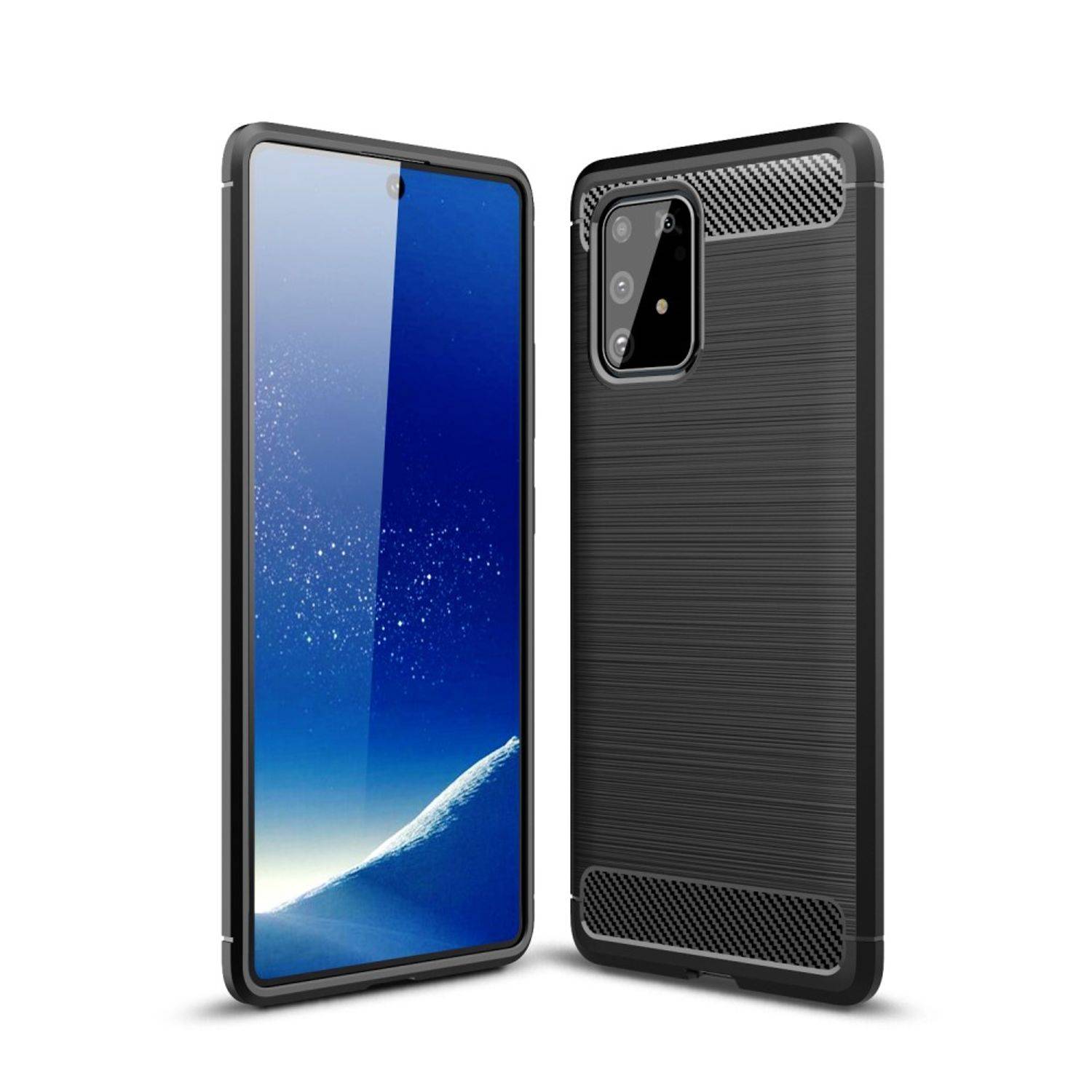 Samsung Galaxy A91 Handyhülle Carbon Optik Backcover Schwarz