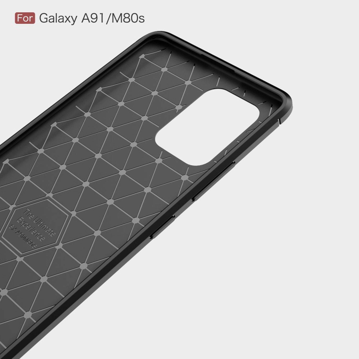 Samsung Galaxy A91 Handyhülle Carbon Optik Backcover Schwarz