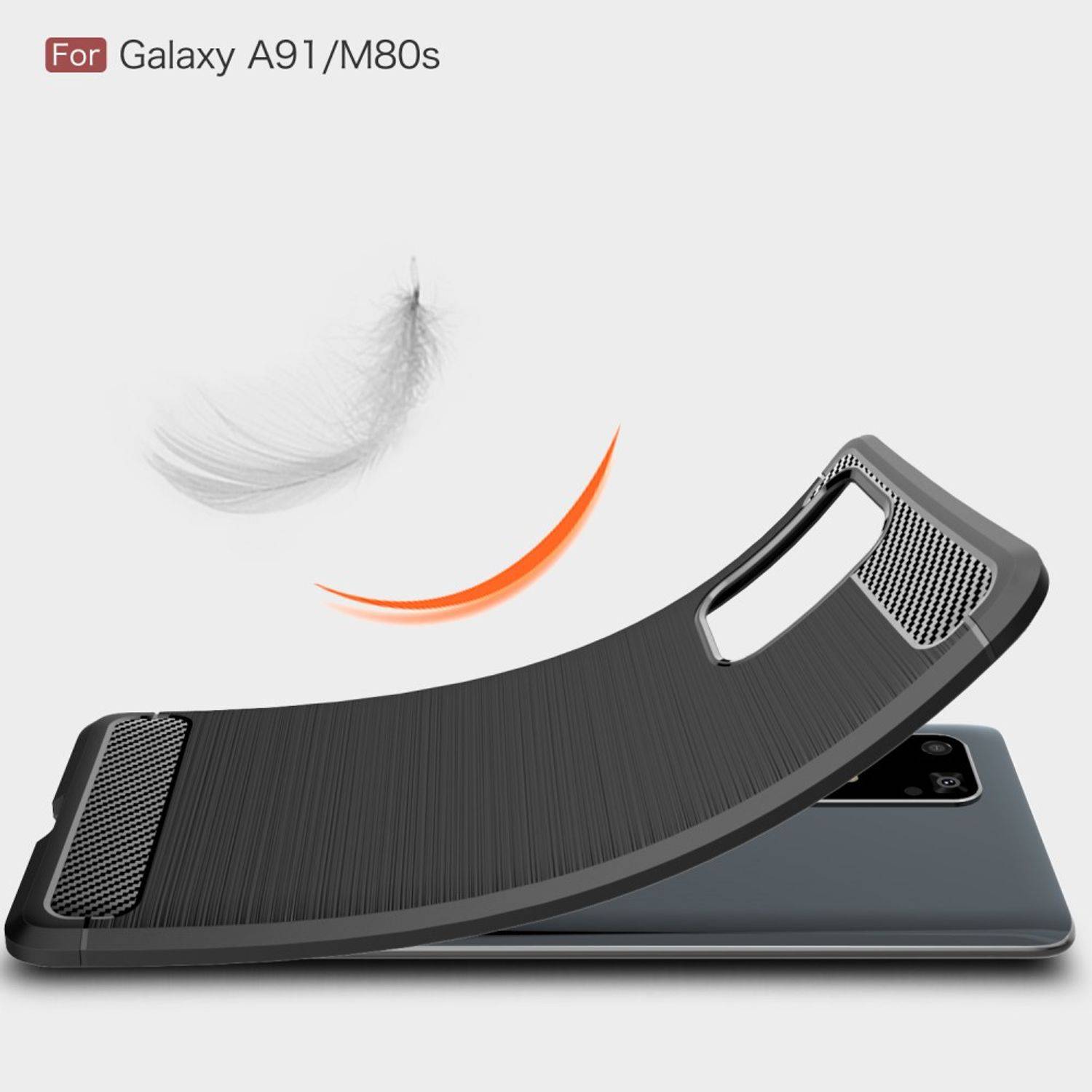 Samsung Galaxy A91 Handyhülle Carbon Optik Backcover Schwarz