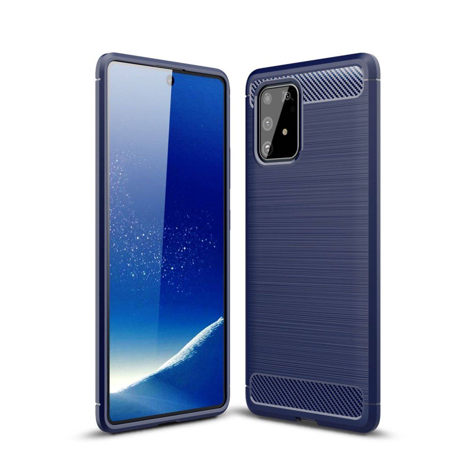 Samsung Galaxy A91 Handyhülle Carbon Optik Backcover Blau