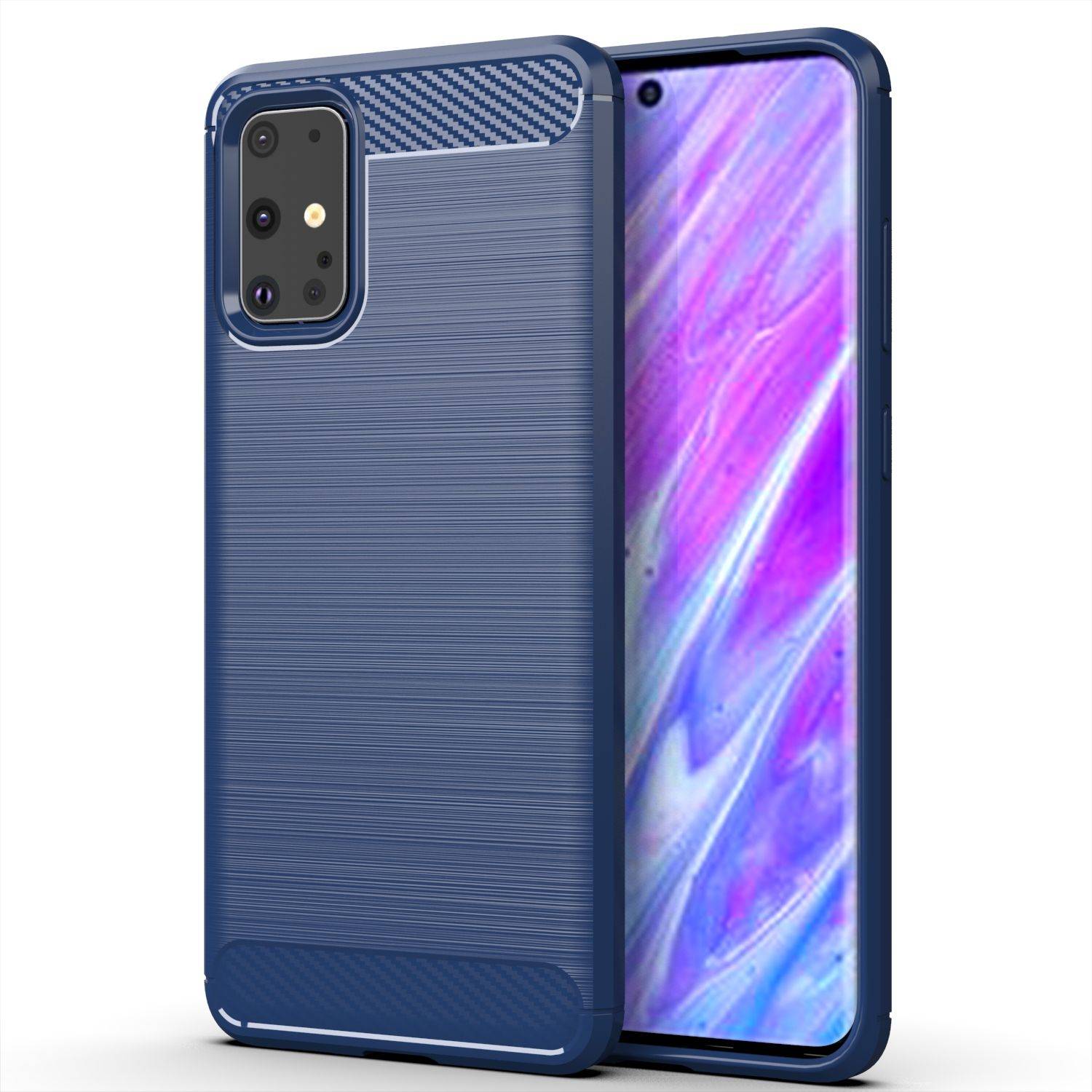 Samsung Galaxy S20 Plus Handyhülle Carbon Optik Backcover Blau