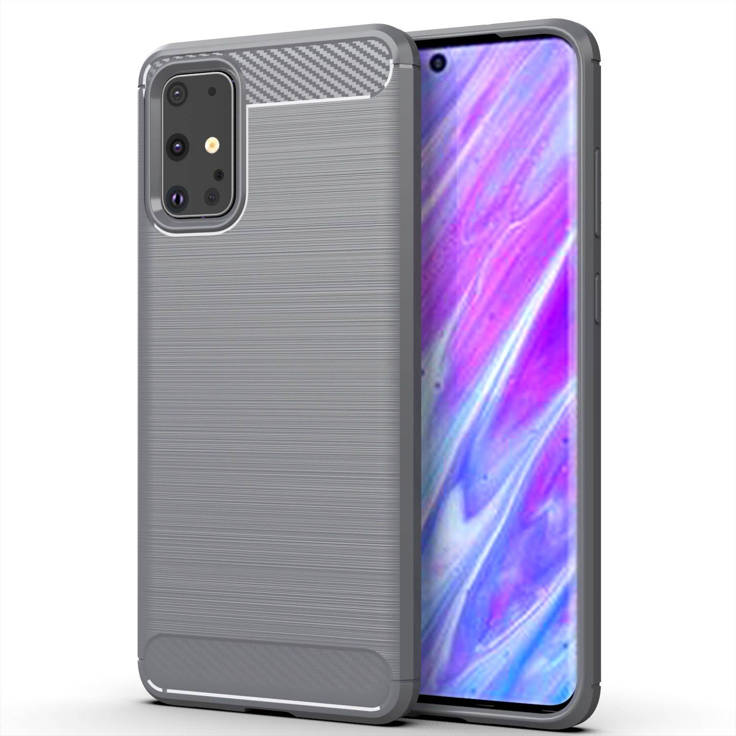 Samsung Galaxy S20 Plus Handyhülle Carbon Optik Backcover Grau