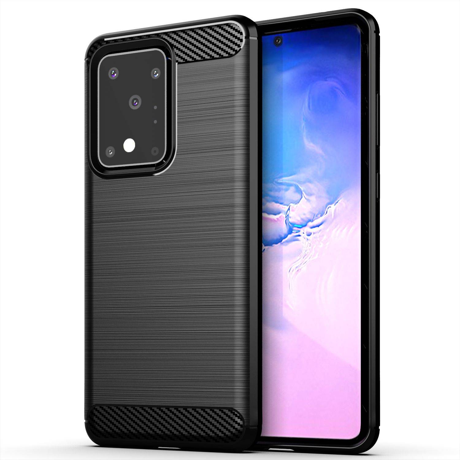 Samsung Galaxy S20 Ultra Handyhülle Carbon Optik Backcover Schwarz