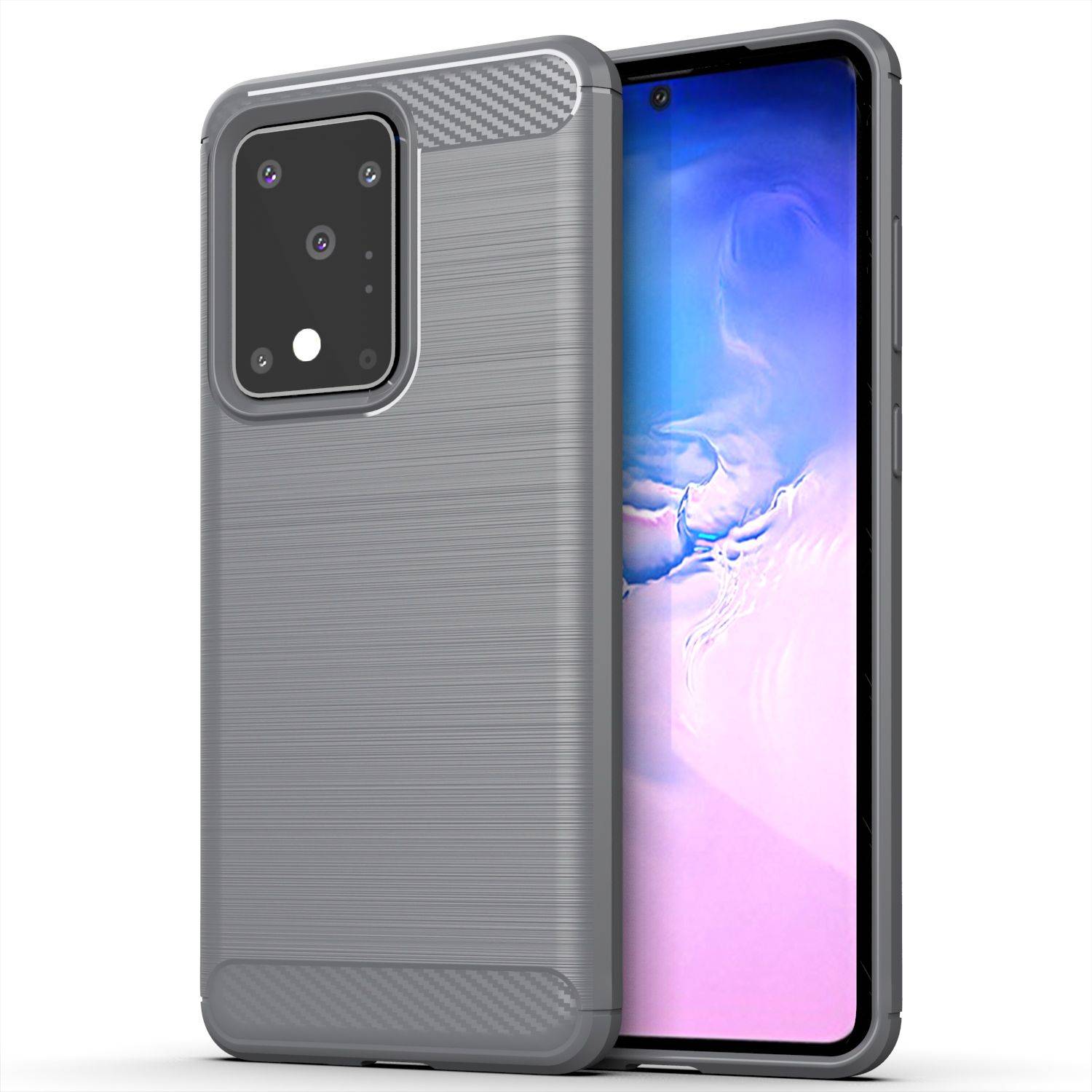Samsung Galaxy S20 Ultra Handyhülle Carbon Optik Backcover Grau