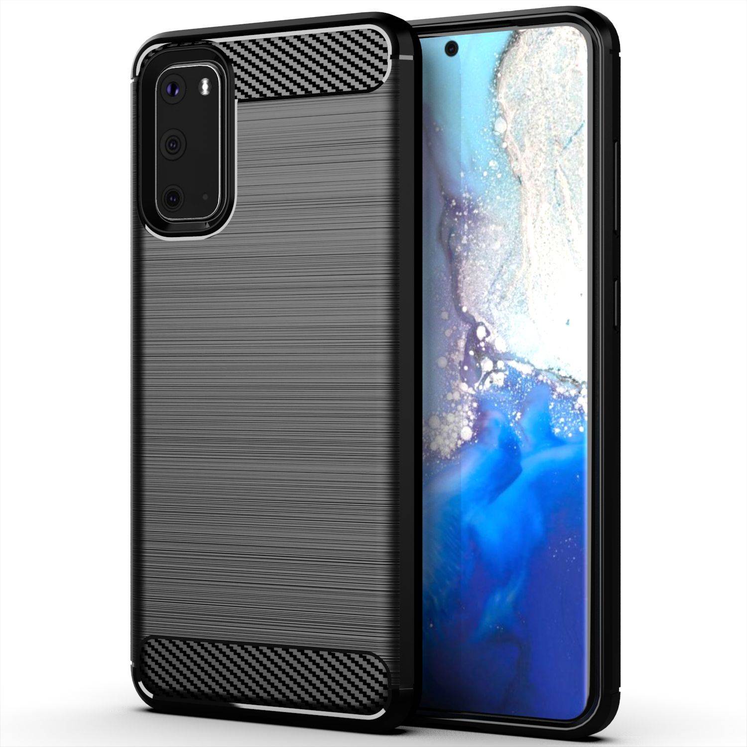 Samsung Galaxy S20 Handyhülle Carbon Optik Backcover Schwarz