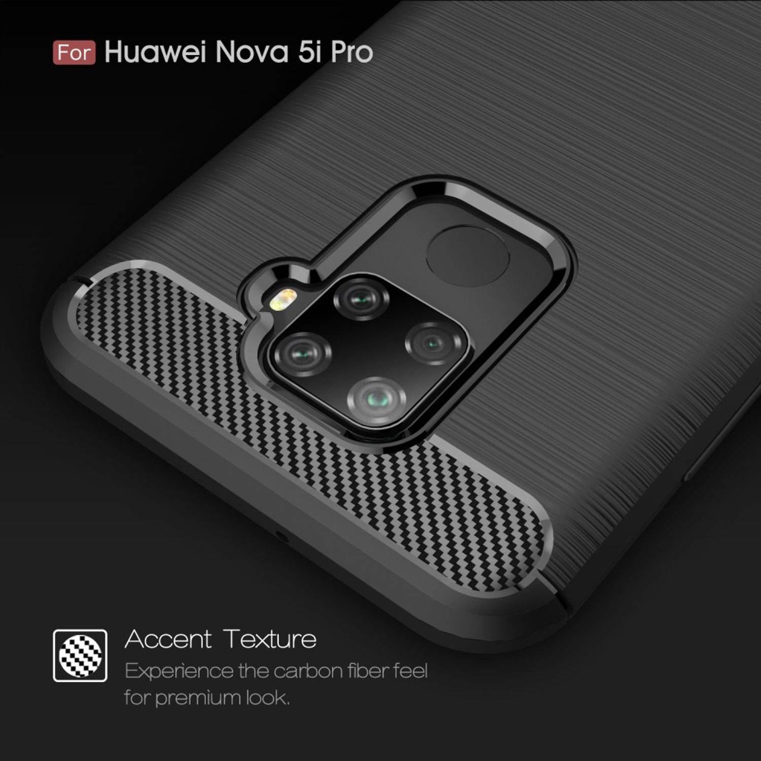 Huawei Mate 30 Lite Handyhülle Carbon Optik Backcover Schwarz
