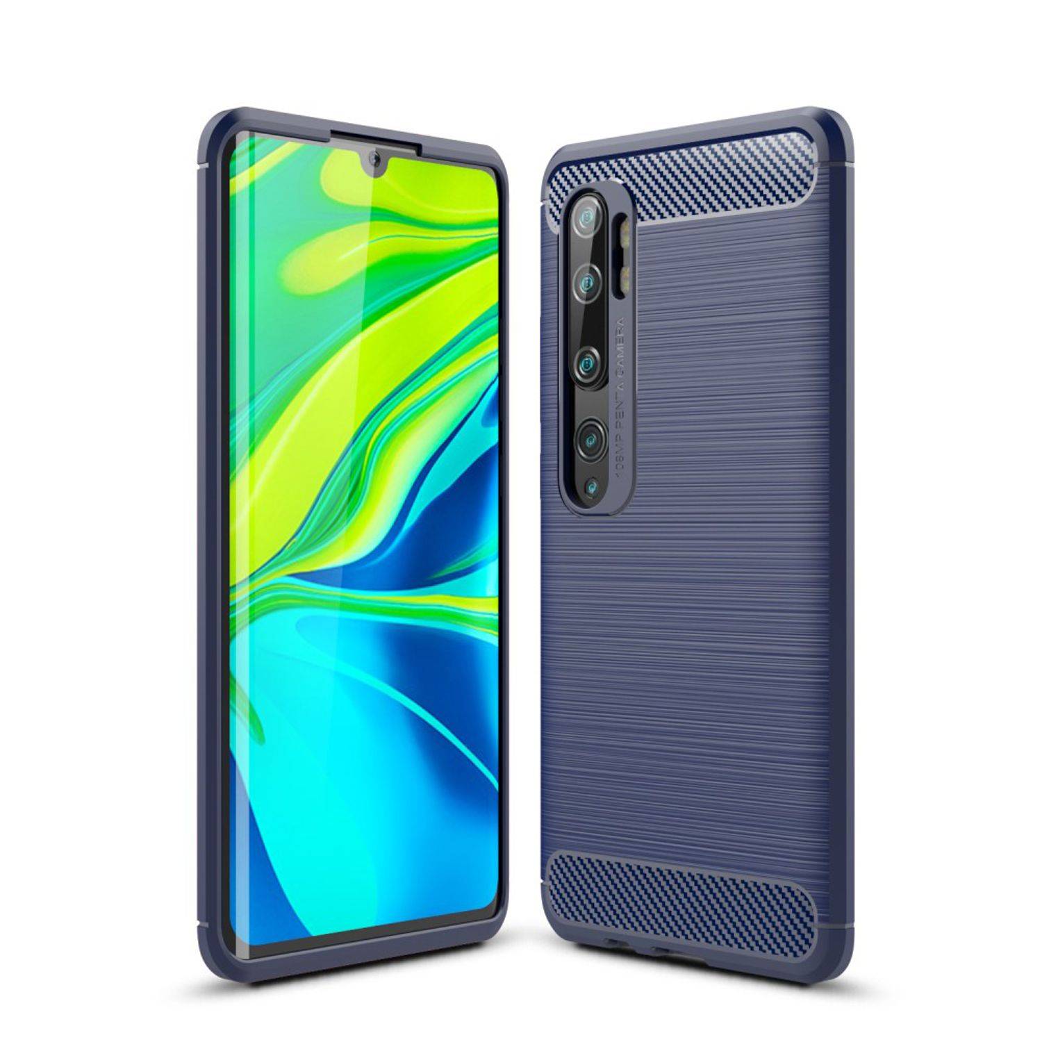 Xiaomi Mi Note 10 Handyhülle Carbon Optik Backcover Blau