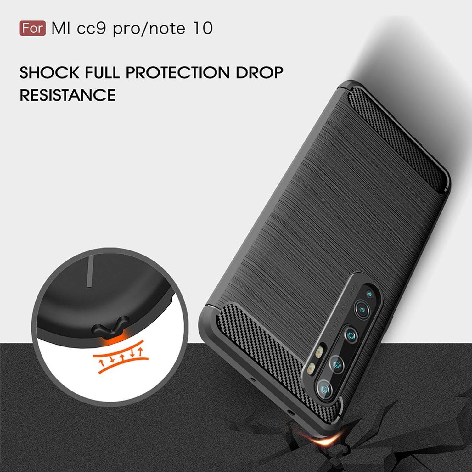 Xiaomi Mi Note 10 Handyhülle Carbon Optik Backcover Blau