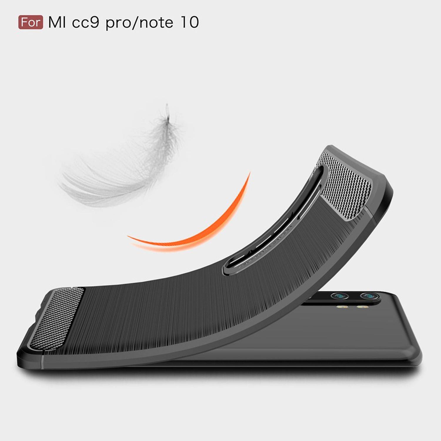Xiaomi Mi Note 10 Handyhülle Carbon Optik Backcover Grau