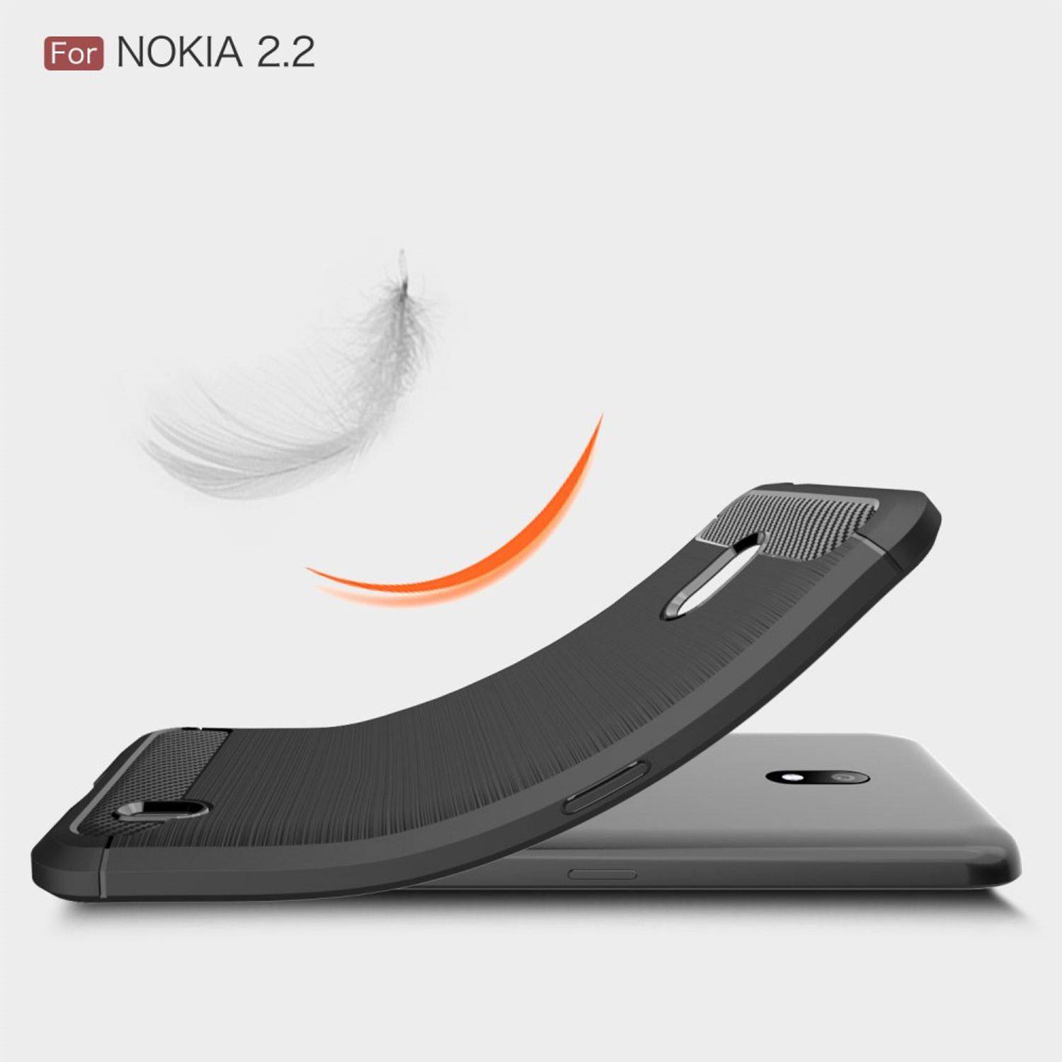 Nokia 2.2 Handyhülle Carbon Optik Backcover Schwarz