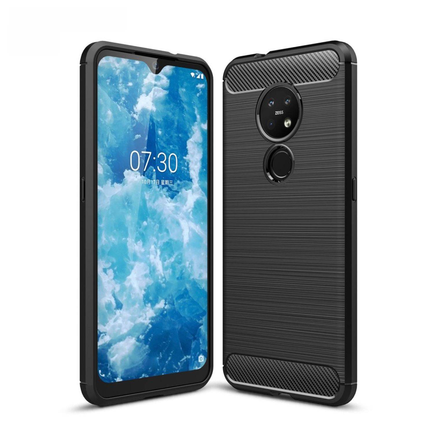 Nokia 6.2 Handyhülle Carbon Optik Backcover Schwarz
