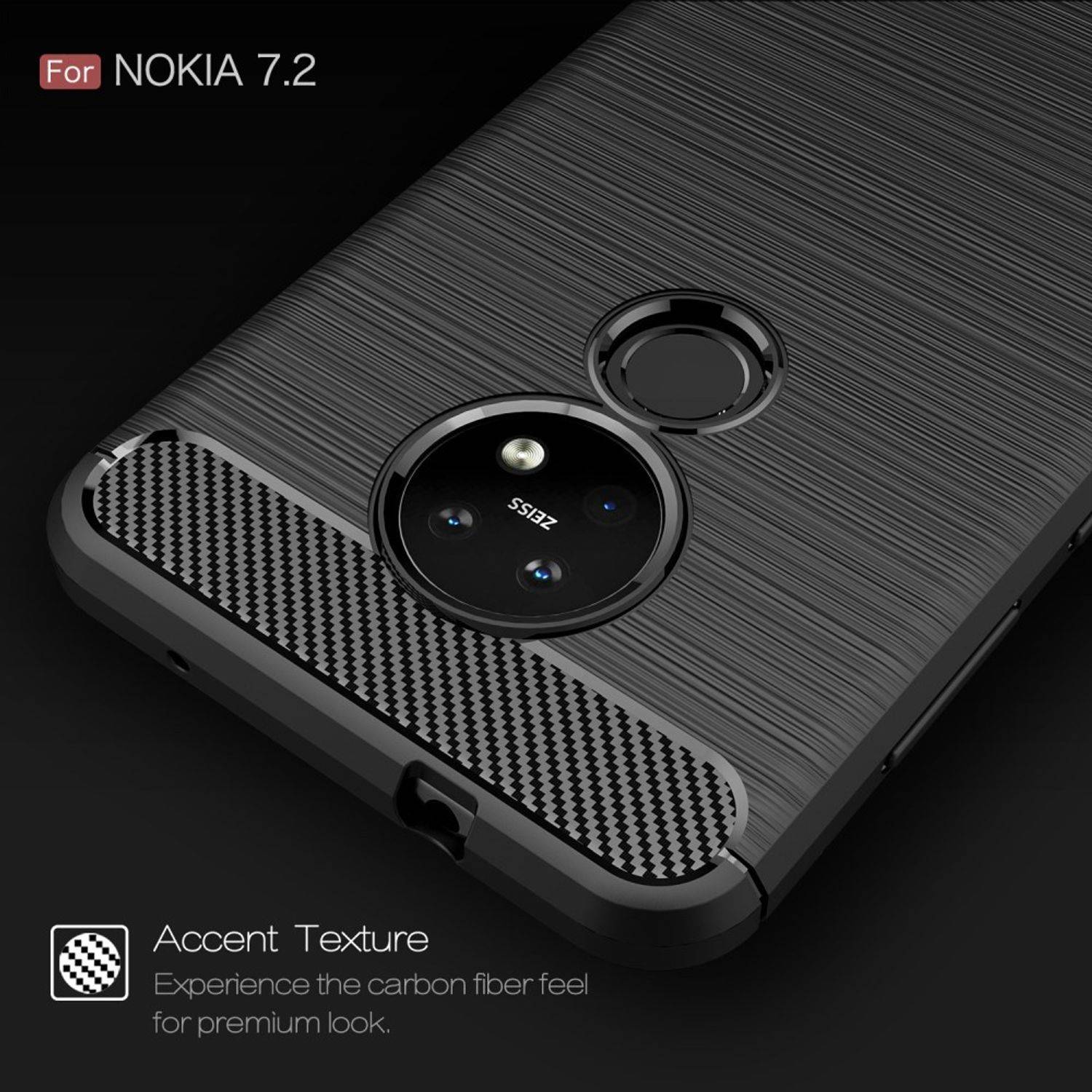 Nokia 6.2 Handyhülle Carbon Optik Backcover Schwarz