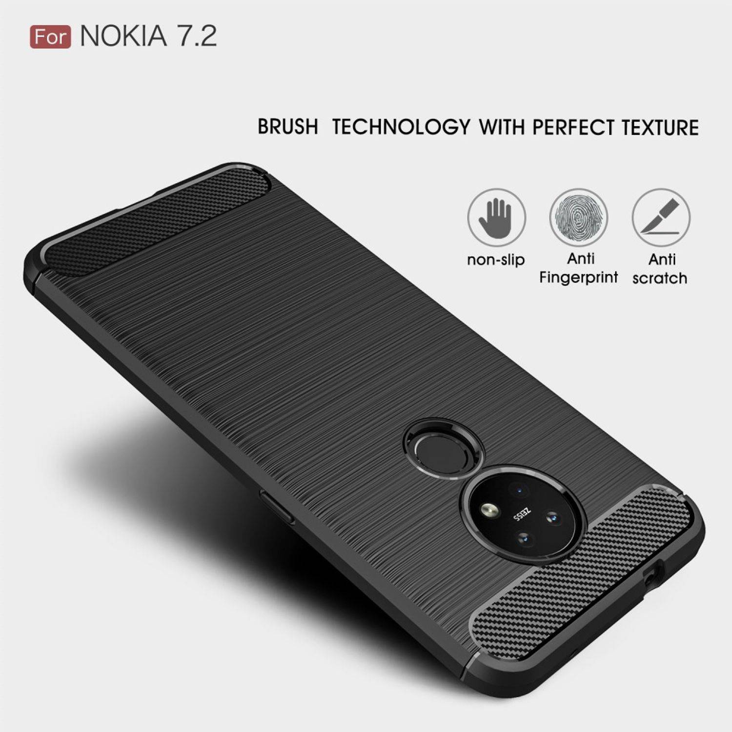 Nokia 6.2 Handyhülle Carbon Optik Backcover Schwarz