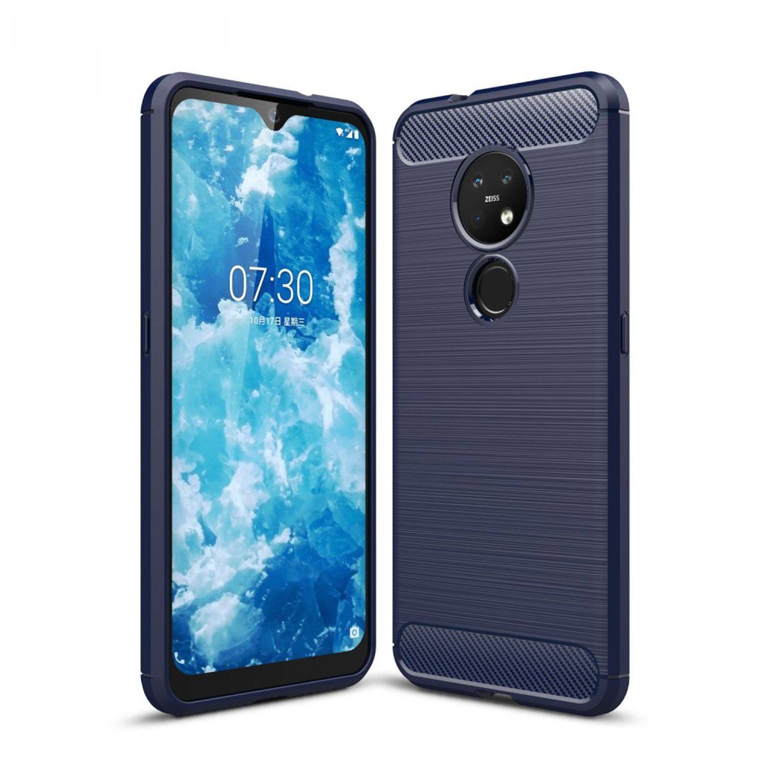 Nokia 6.2 Handyhülle Carbon Optik Backcover Blau