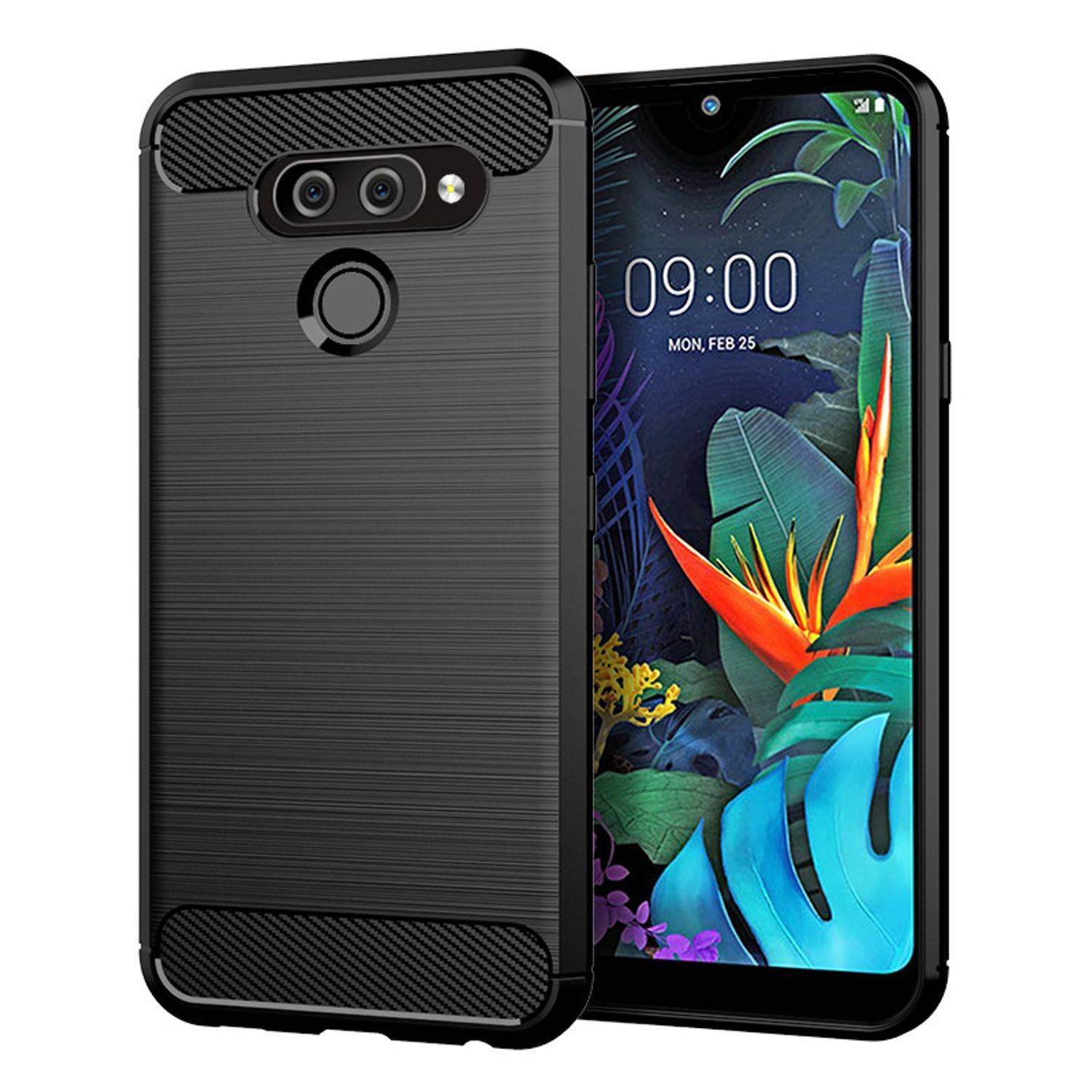 LG K50 Handyhülle Carbon Optik Backcover Schwarz