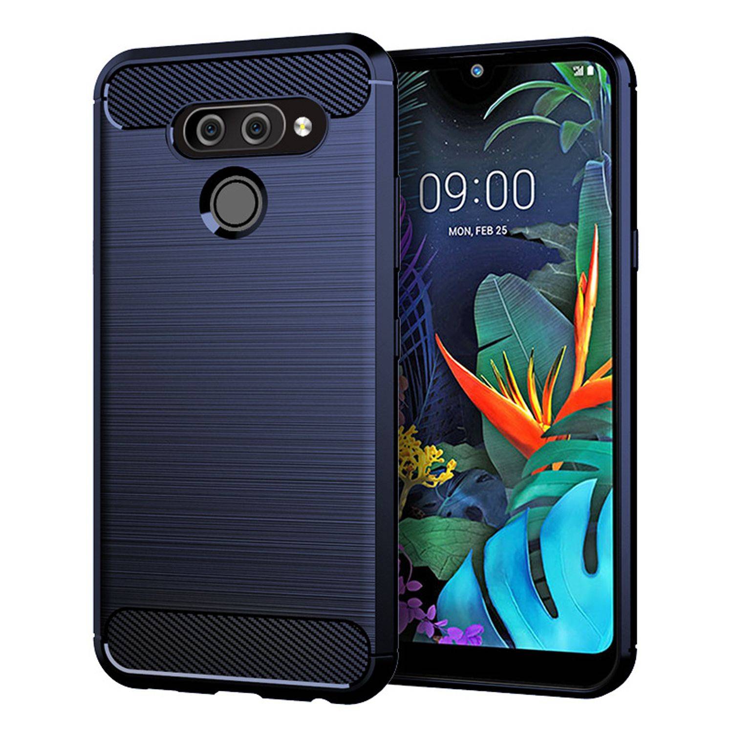 LG K50 Handyhülle Carbon Optik Backcover Blau