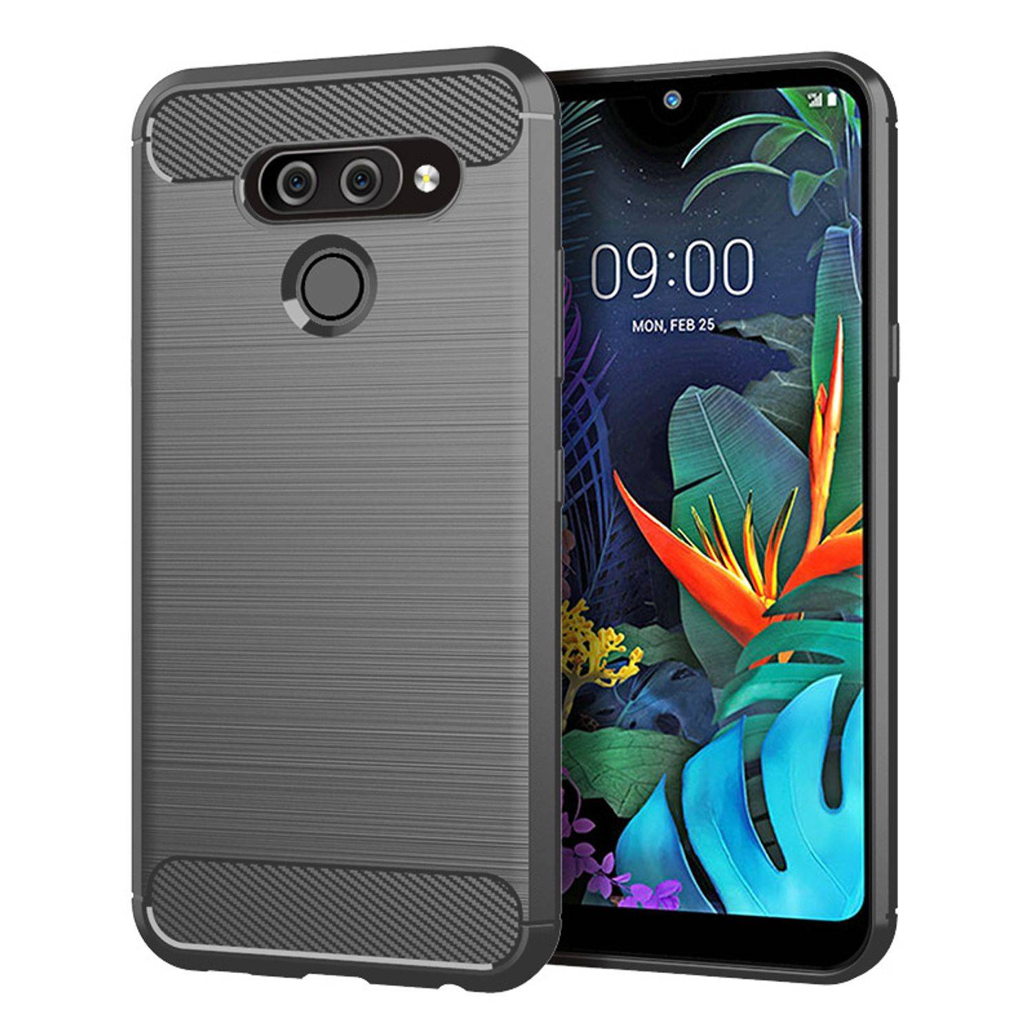 LG K50 Handyhülle Carbon Optik Backcover Grau