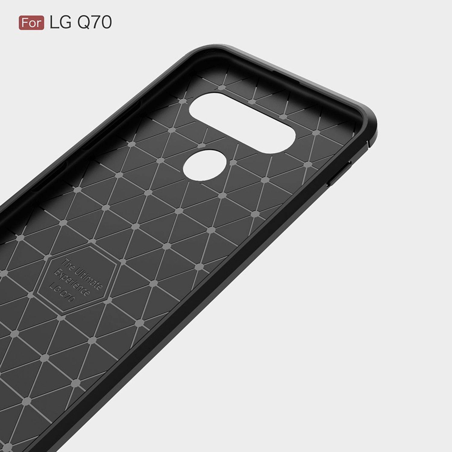 LG Q70 Handyhülle Carbon Optik Backcover Schwarz