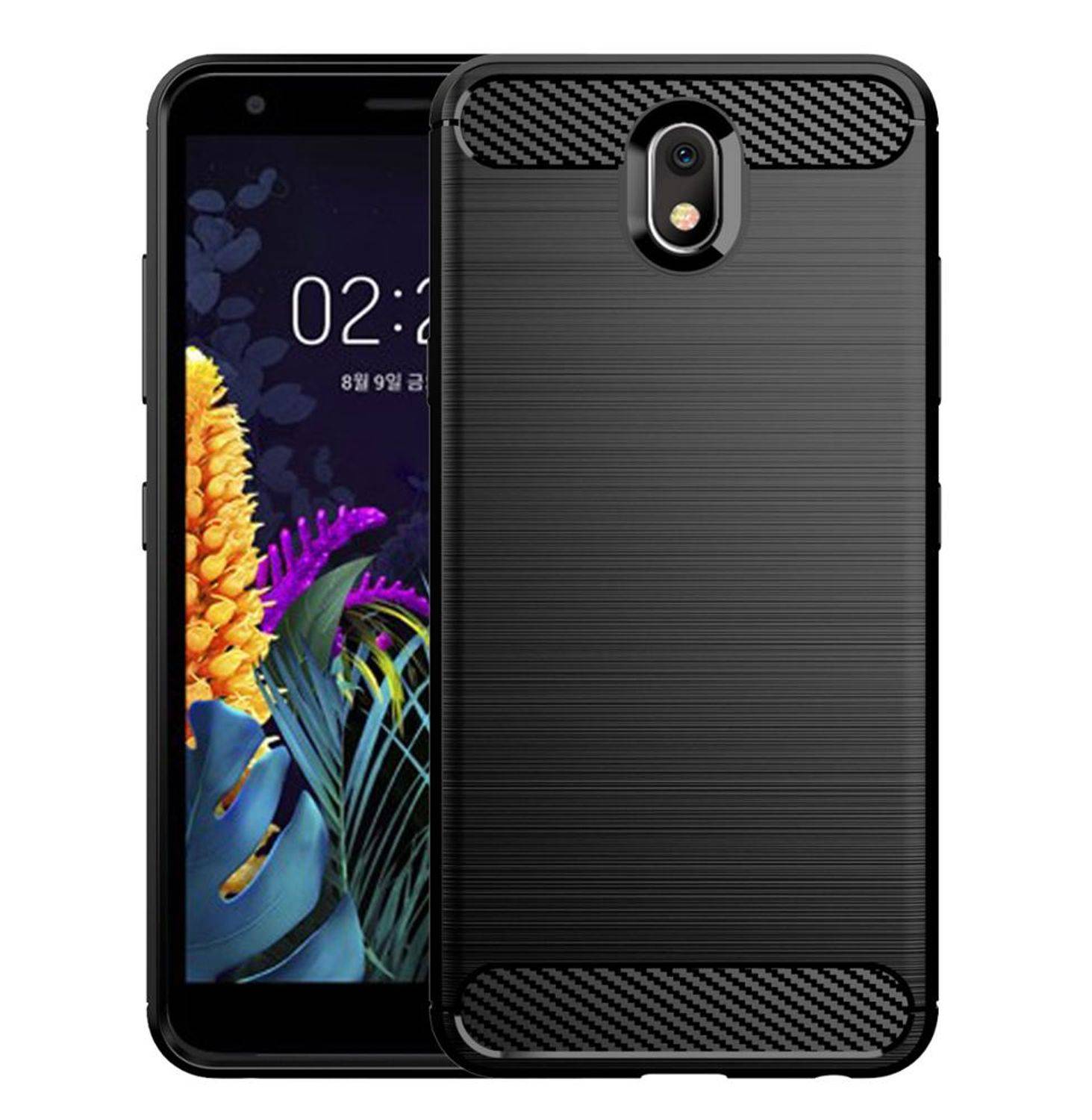LG K30 2019 Handyhülle Carbon Optik Backcover Schwarz